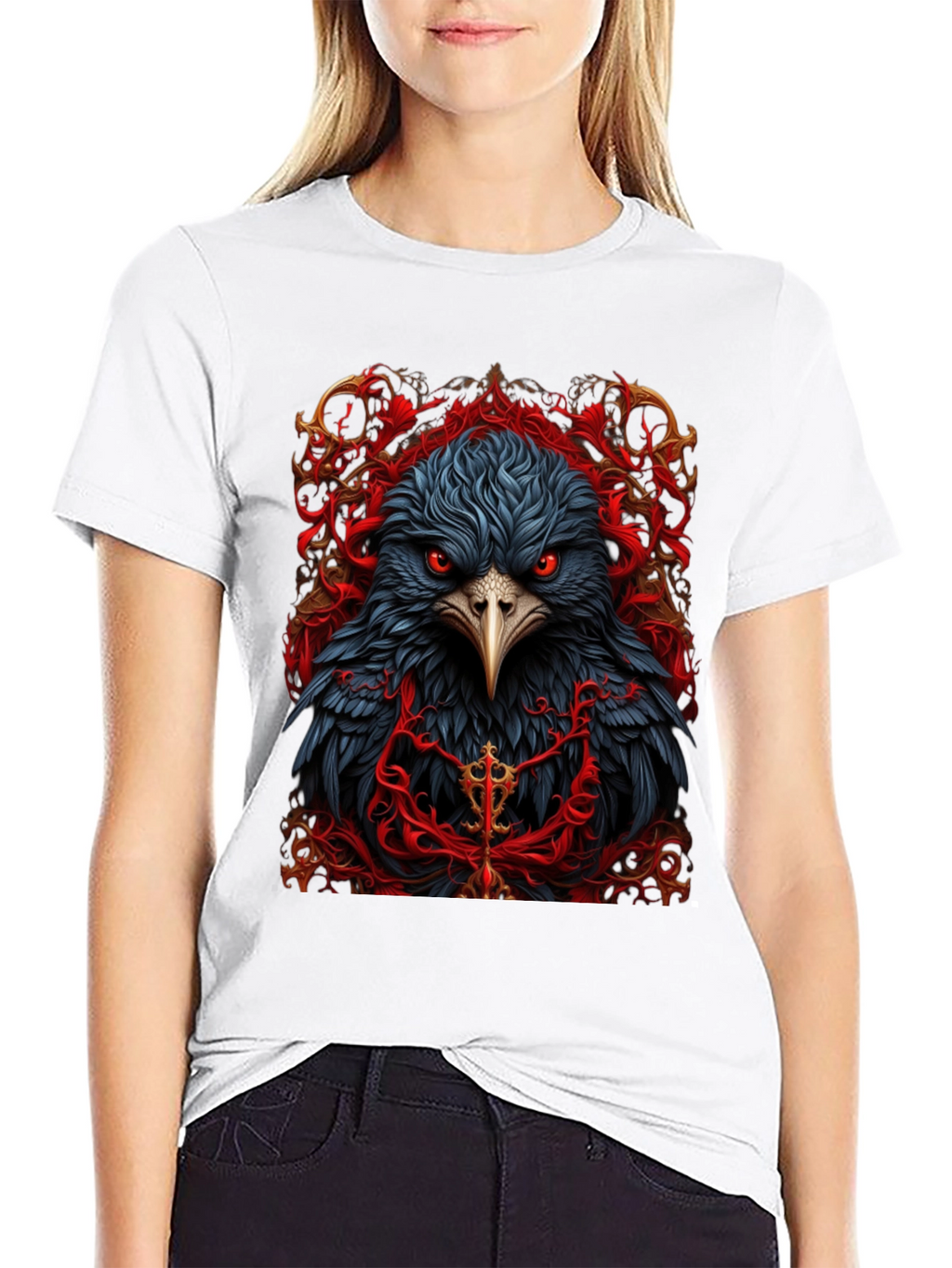 Raven Graphic Tee - Dark Bird Art T-Shirt