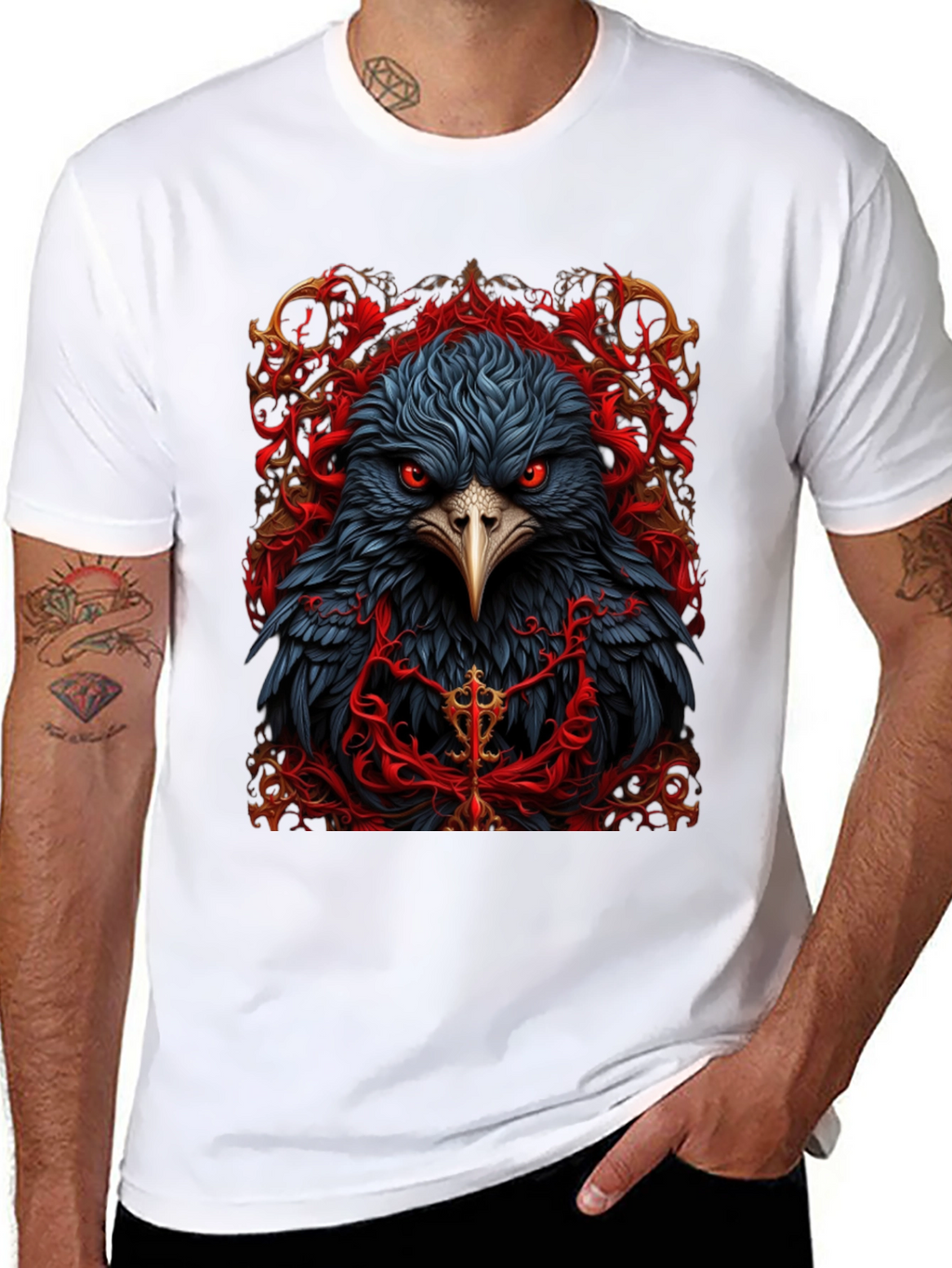 Raven Graphic Tee - Dark Bird Art T-Shirt