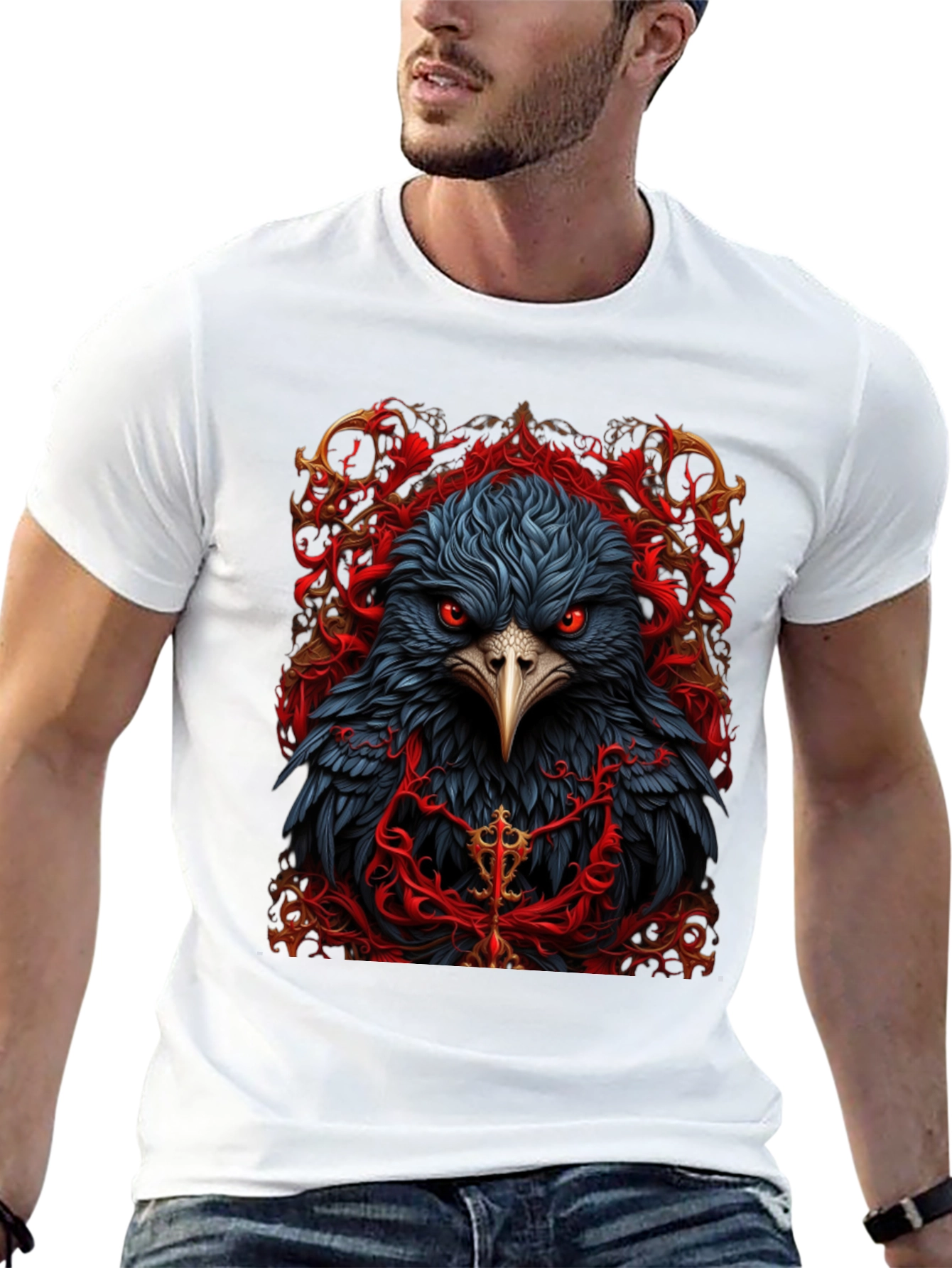 Raven Graphic Tee - Dark Bird Art T-Shirt
