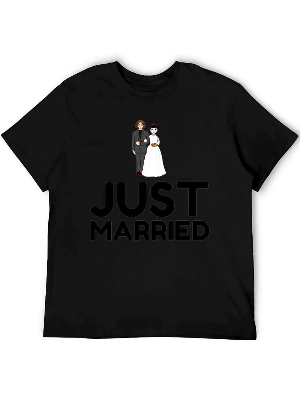 Just Married Graphic Print Black T-Shirt