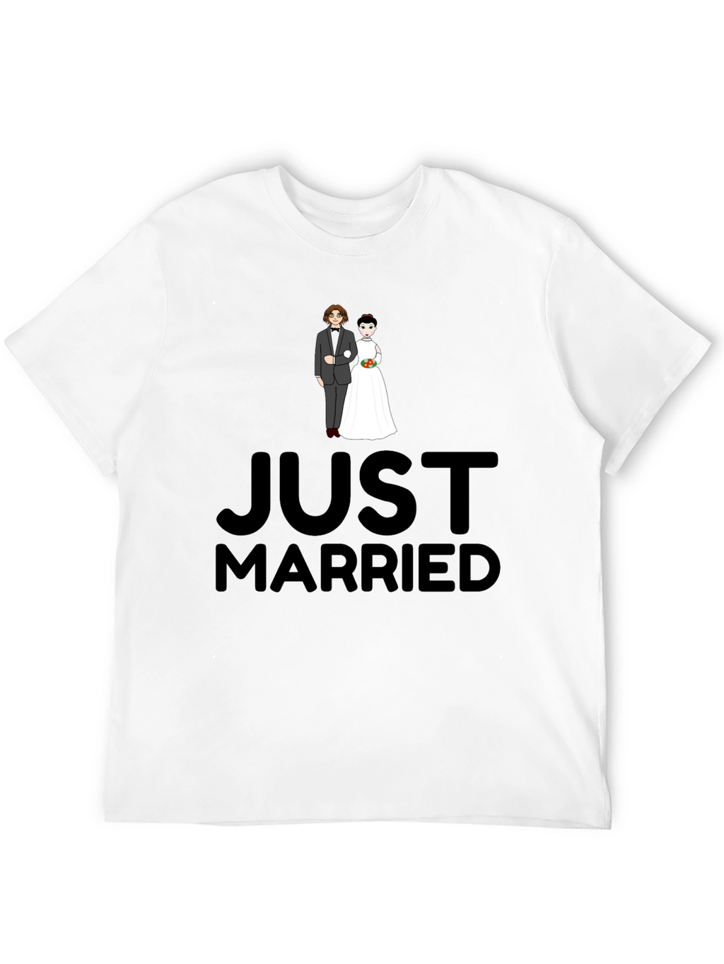 Just Married Graphic Print Black T-Shirt