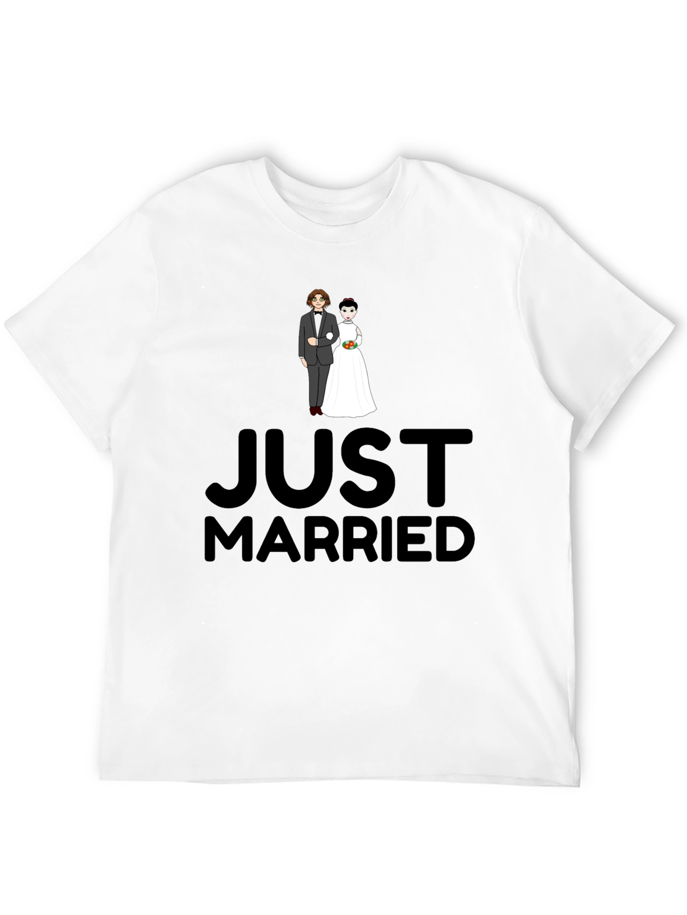 Just Married Graphic Print Black T-Shirt