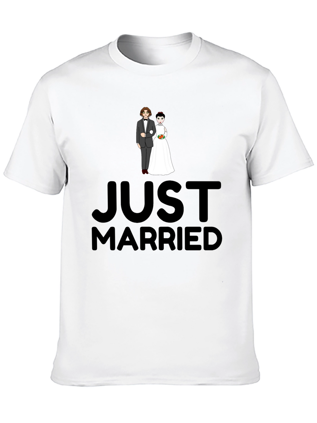 Just Married Graphic Print Black T-Shirt
