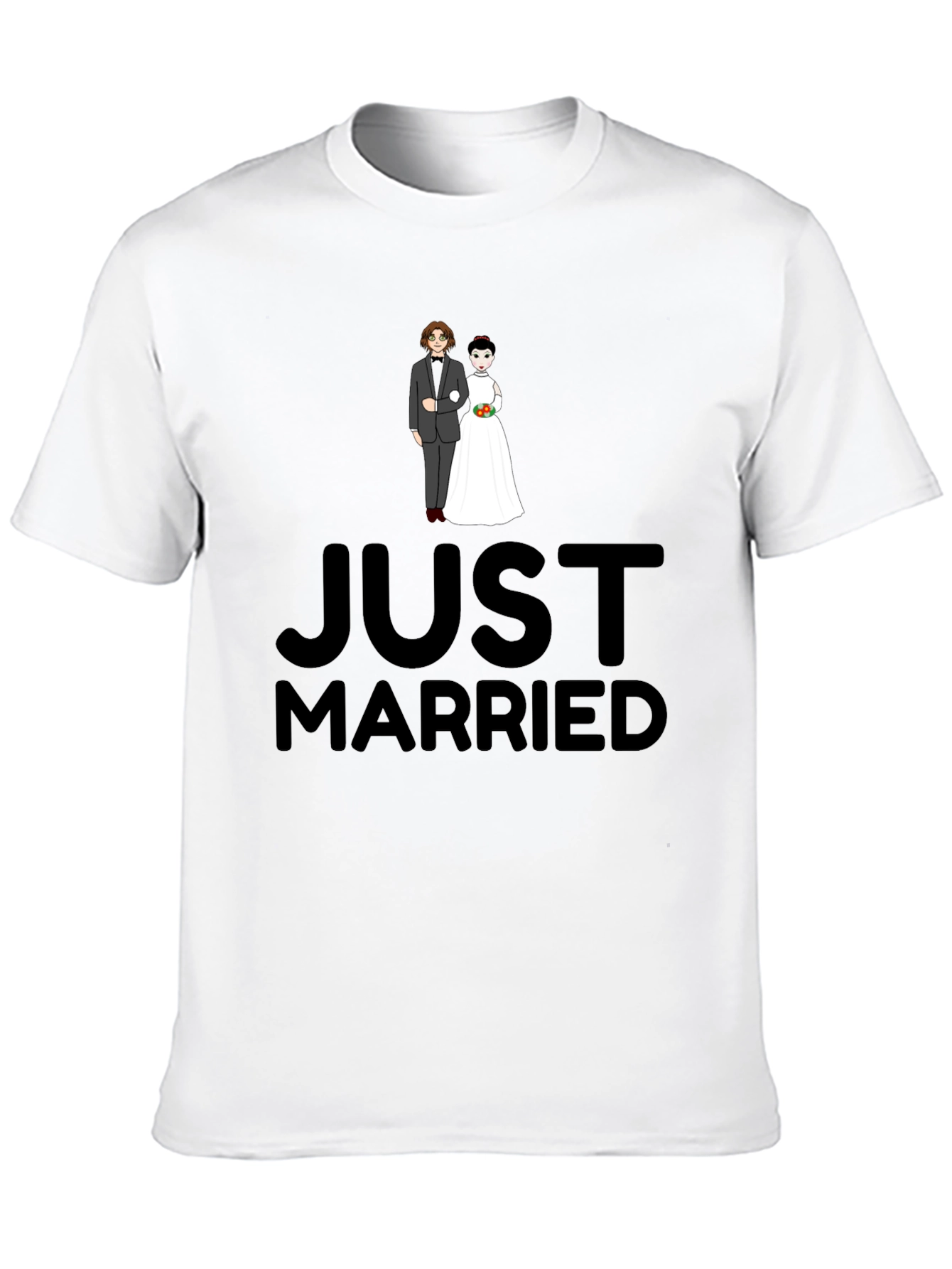 Just Married Graphic Print Black T-Shirt