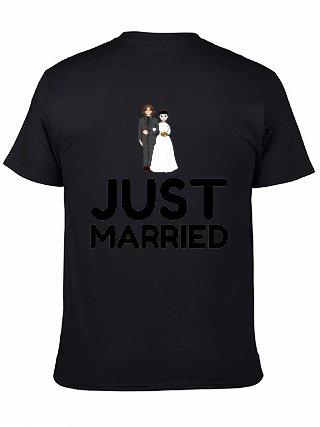 Just Married Graphic Print Black T-Shirt