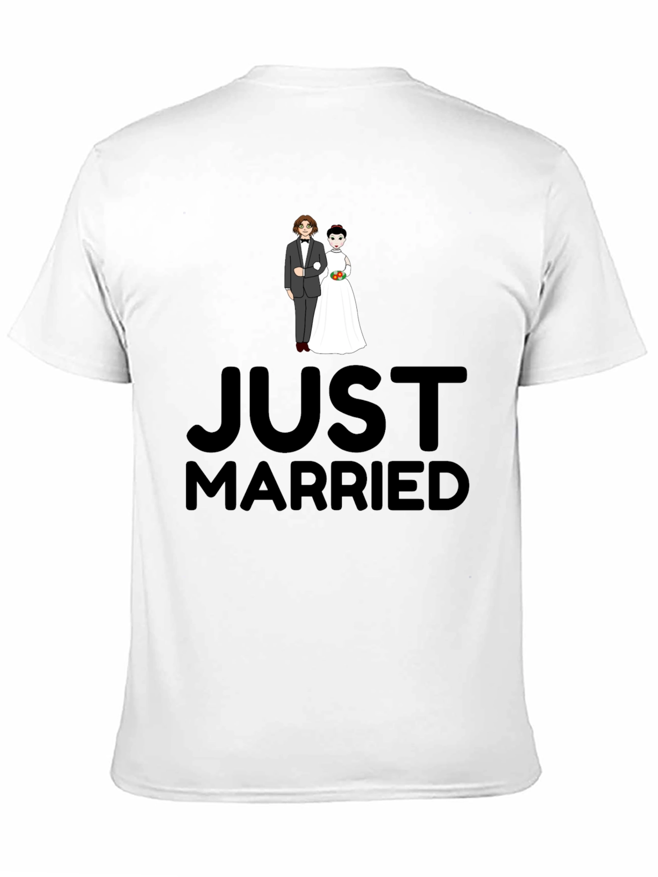 Just Married Graphic Print Black T-Shirt
