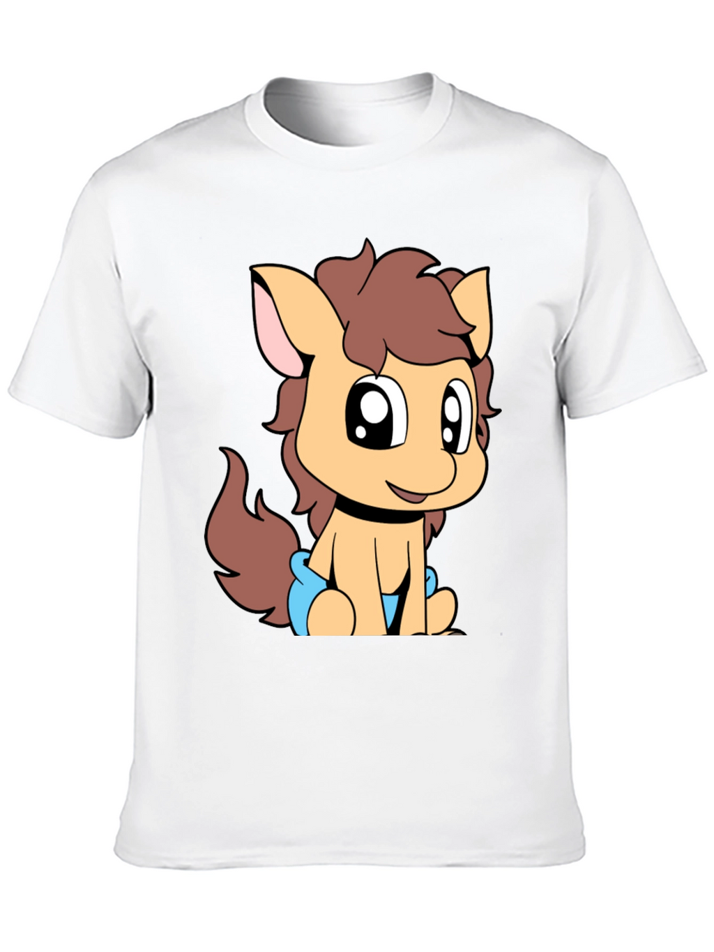 Cute Pony Graphic Tee - Black Cotton T-Shirt