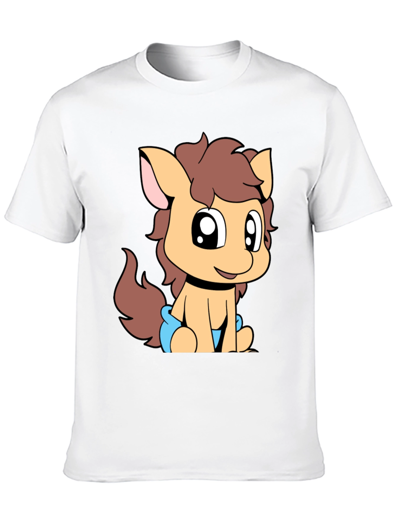 Cute Pony Graphic Tee - Black Cotton T-Shirt