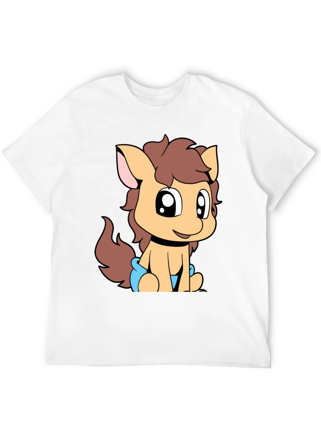 Cute Pony Graphic Tee - Black Cotton T-Shirt