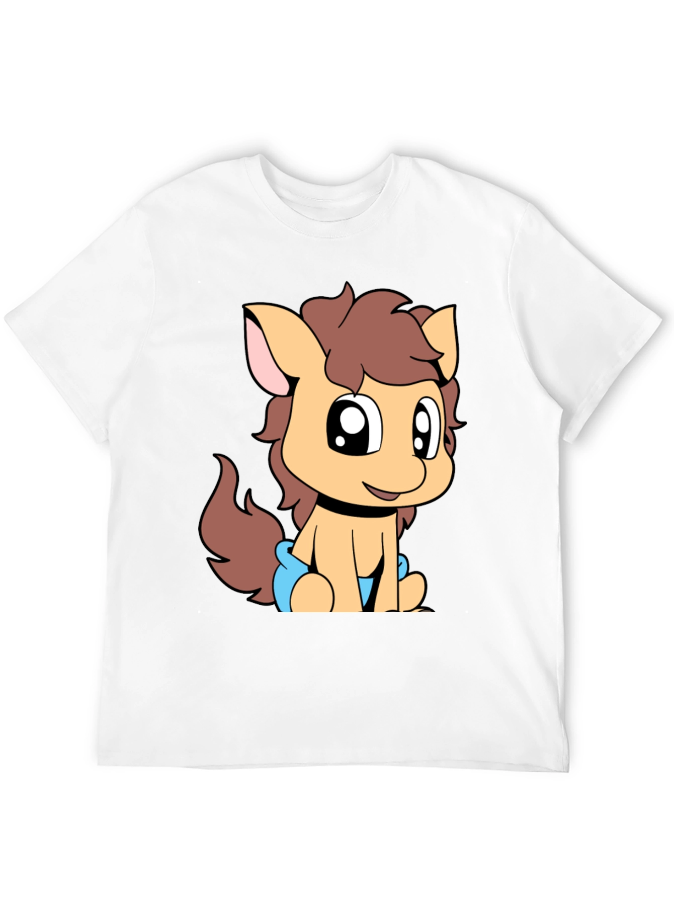 Cute Pony Graphic Tee - Black Cotton T-Shirt