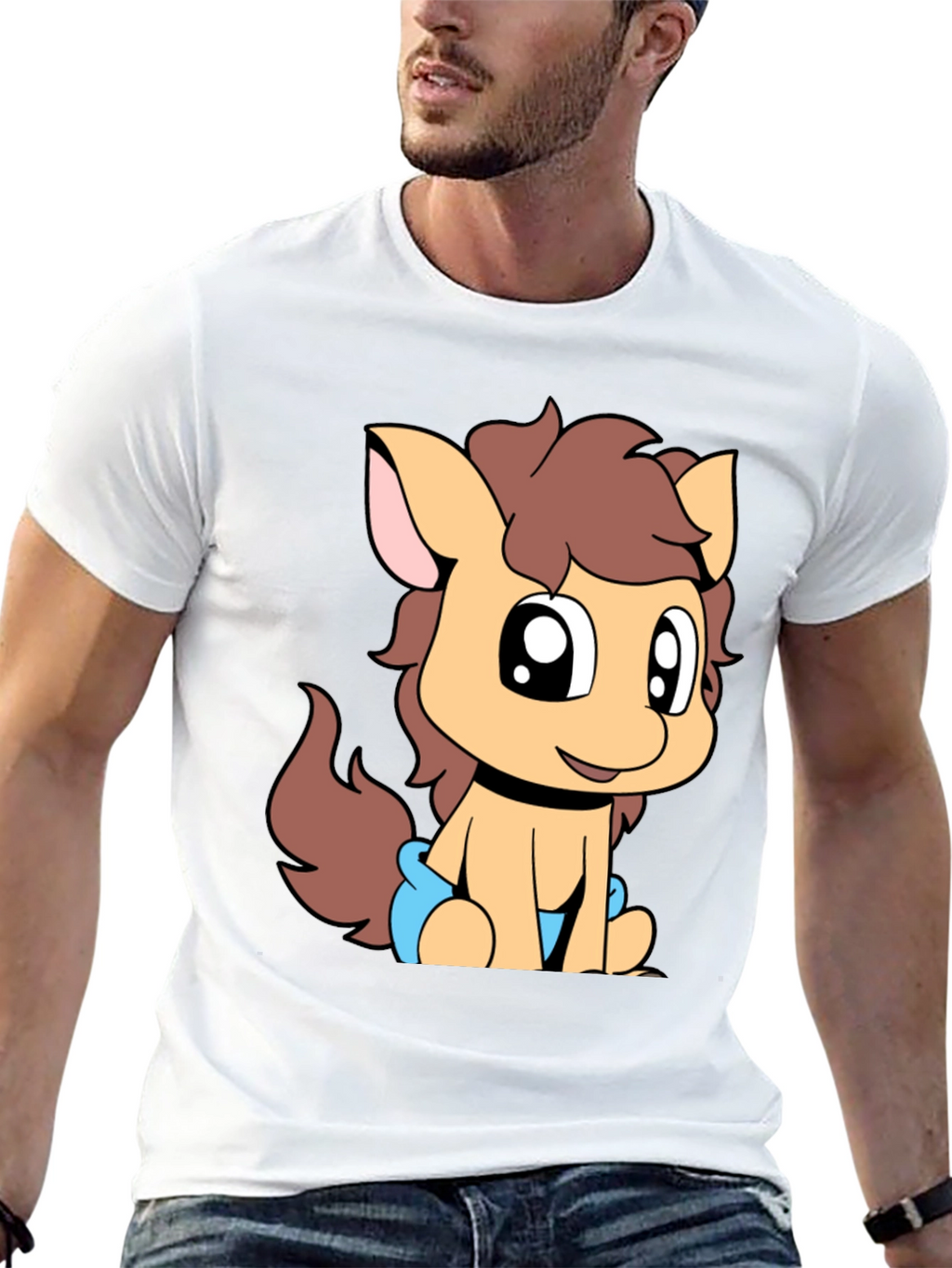 Cute Pony Graphic Tee - Black Cotton T-Shirt
