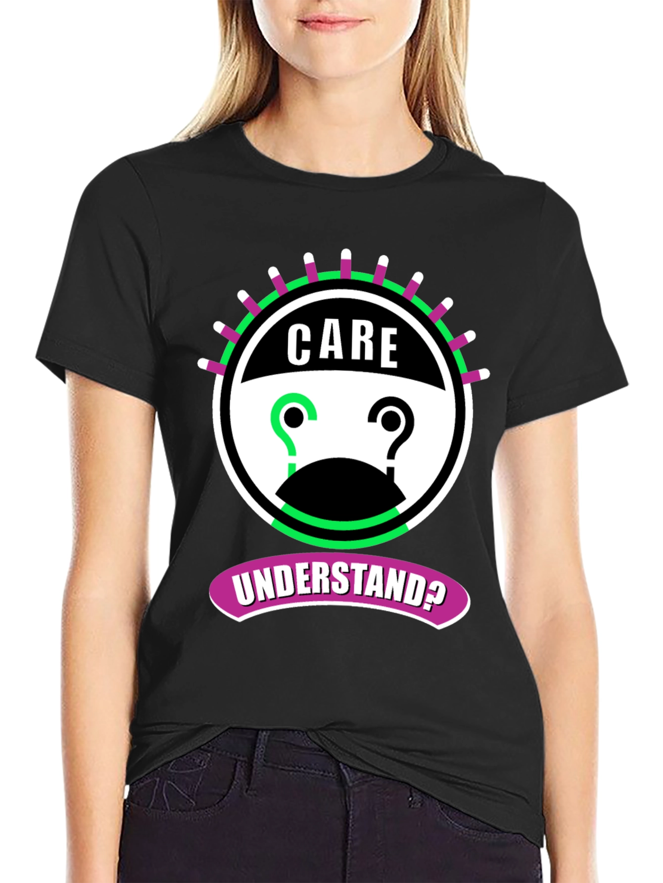 Care Understand? Graphic Tee - Black Cotton T-Shirt