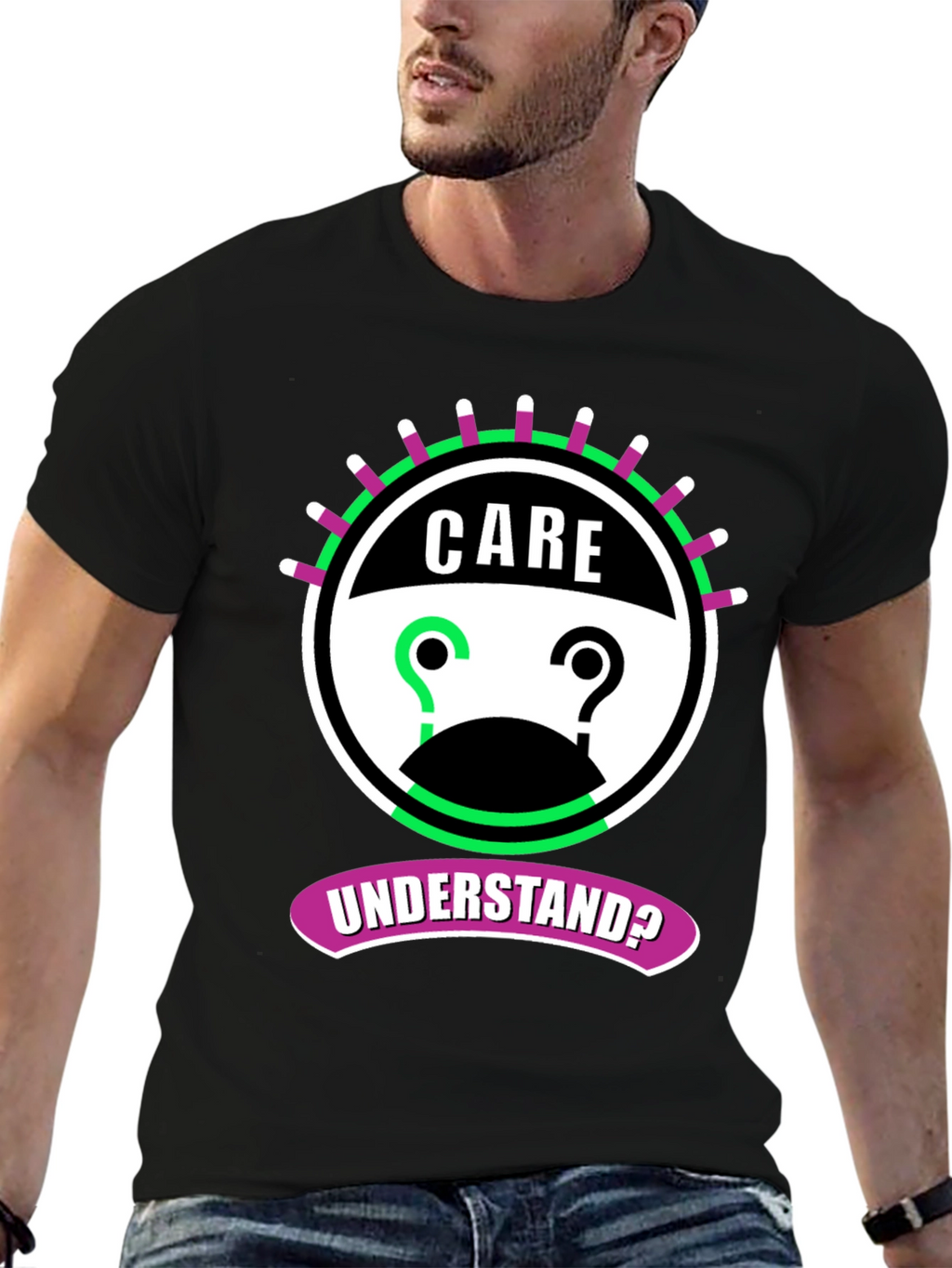 Care Understand? Graphic Tee - Black Cotton T-Shirt