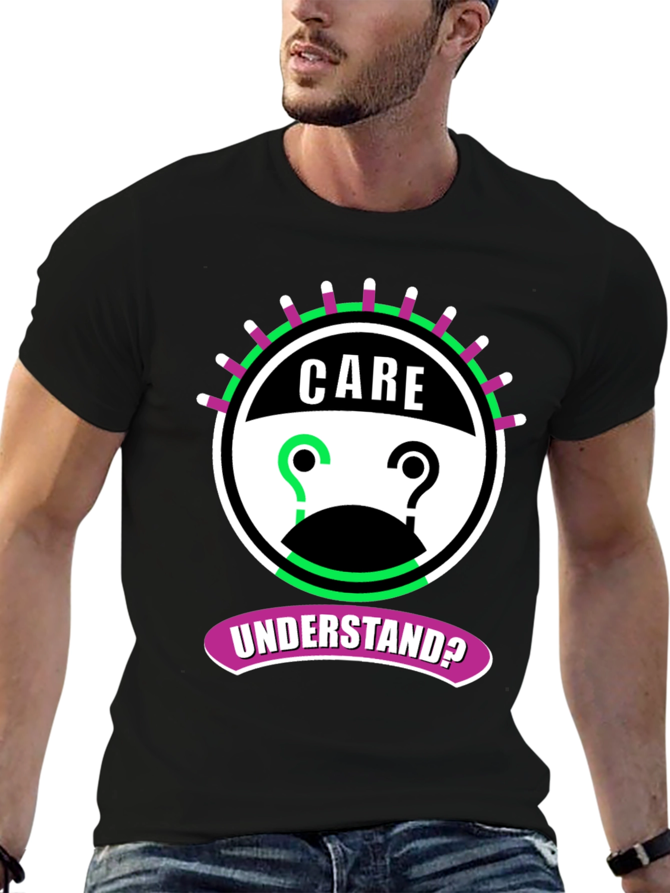 Care Understand? Graphic Tee - Black Cotton T-Shirt