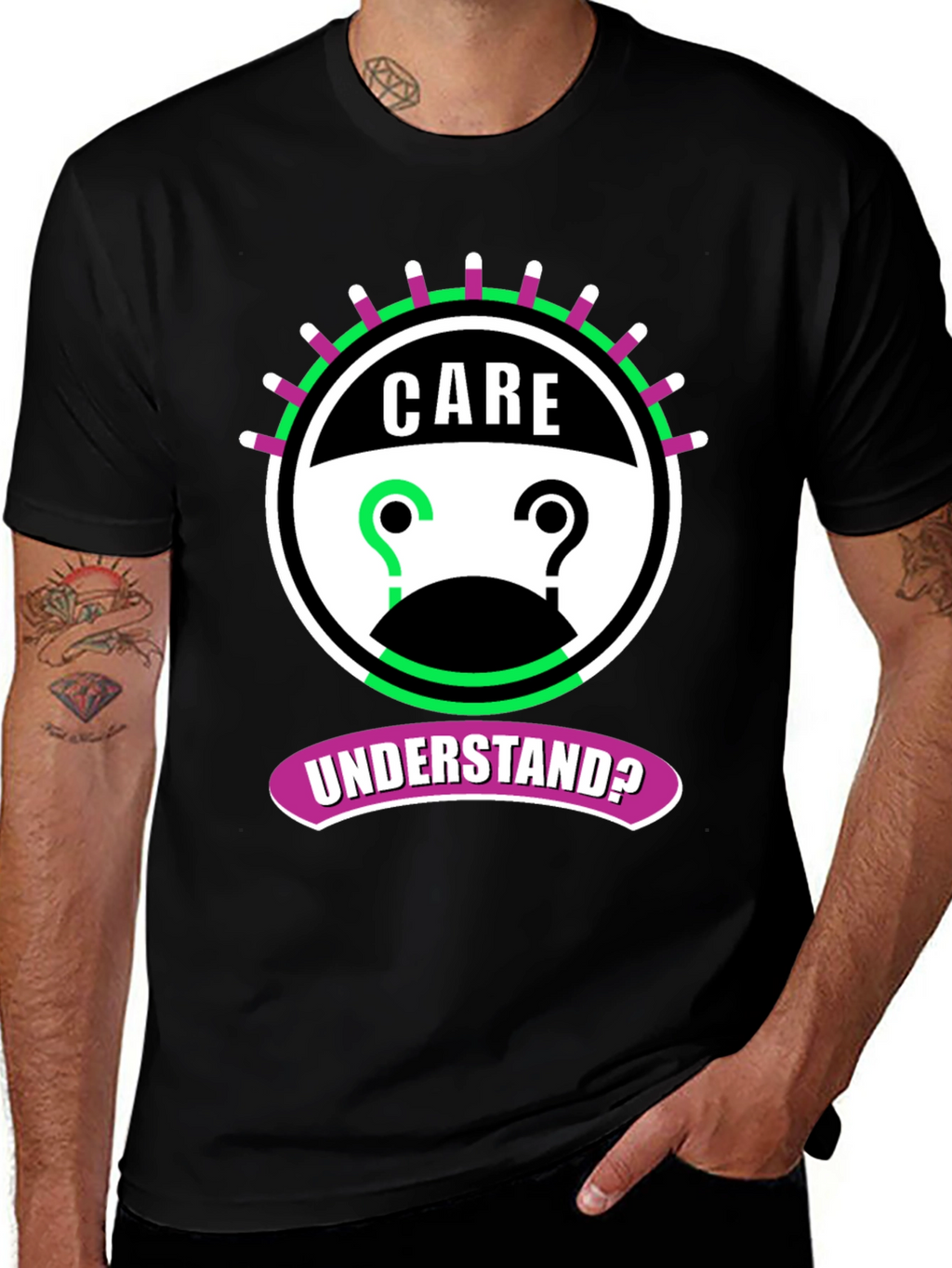 Care Understand? Graphic Tee - Black Cotton T-Shirt
