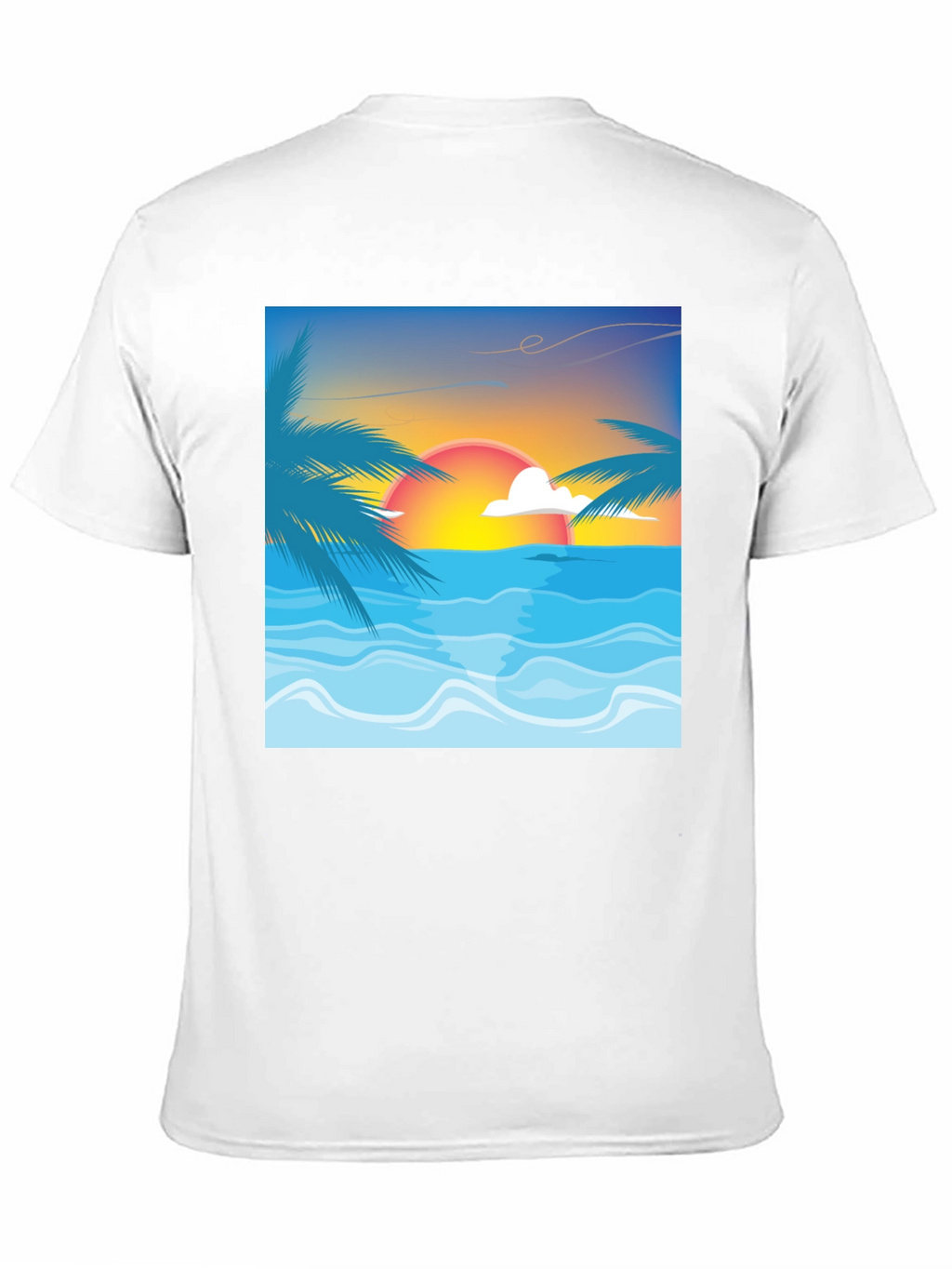 Sunset Beach Graphic Tee - Black Cotton T-Shirt