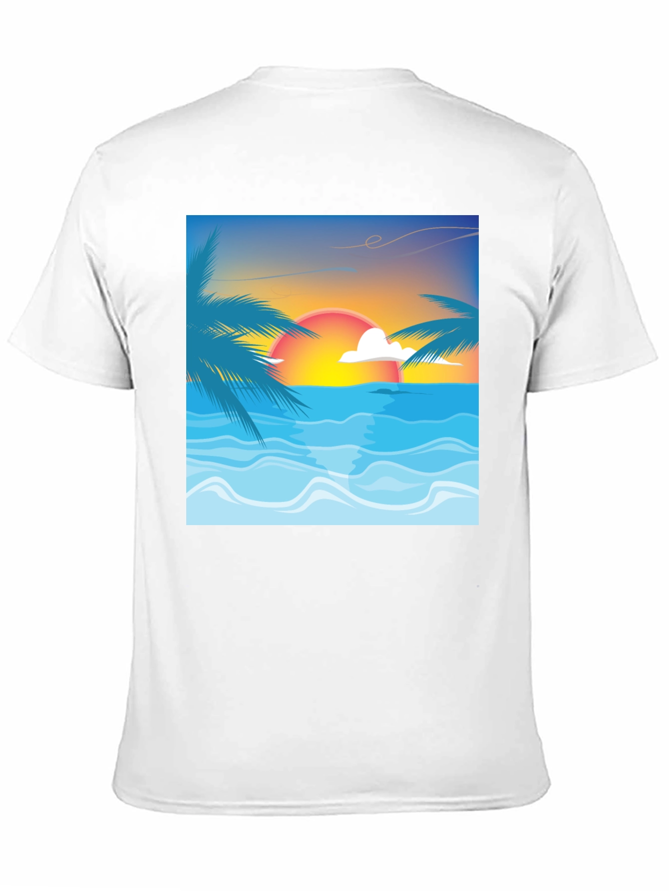 Sunset Beach Graphic Tee - Black Cotton T-Shirt