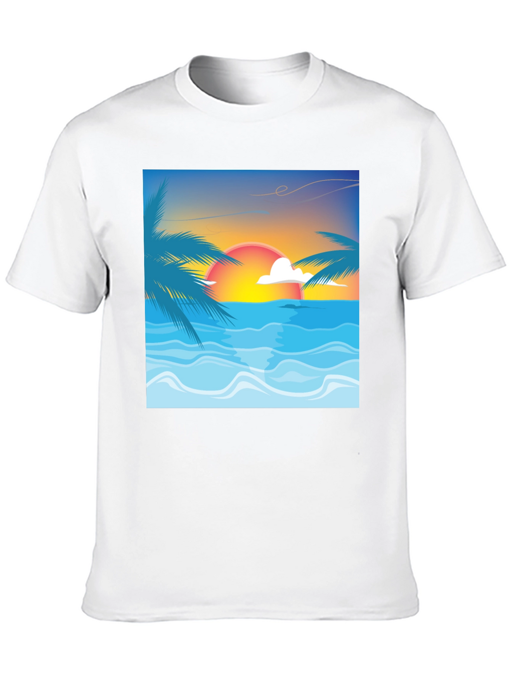 Sunset Beach Graphic Tee - Black Cotton T-Shirt