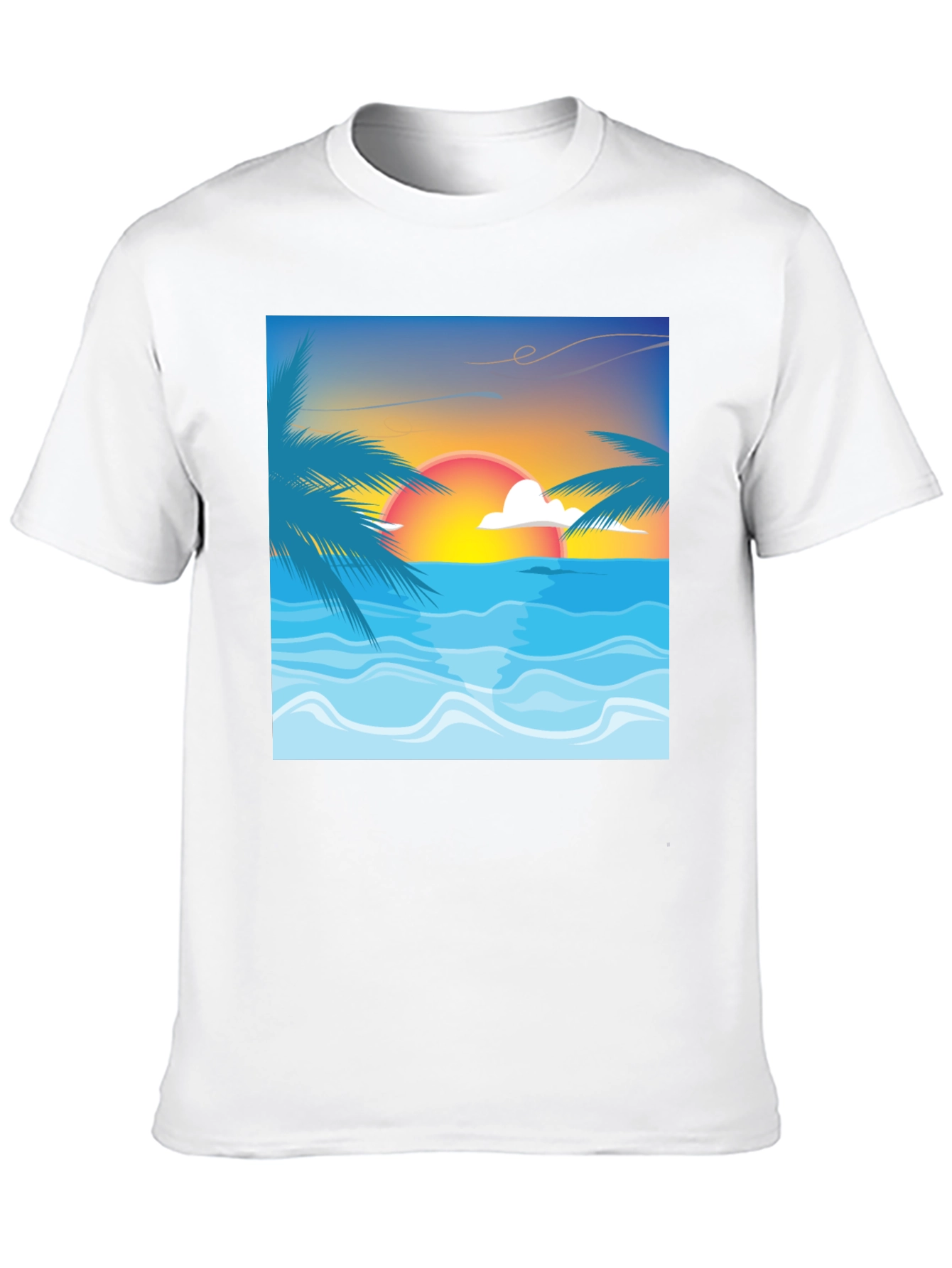 Sunset Beach Graphic Tee - Black Cotton T-Shirt