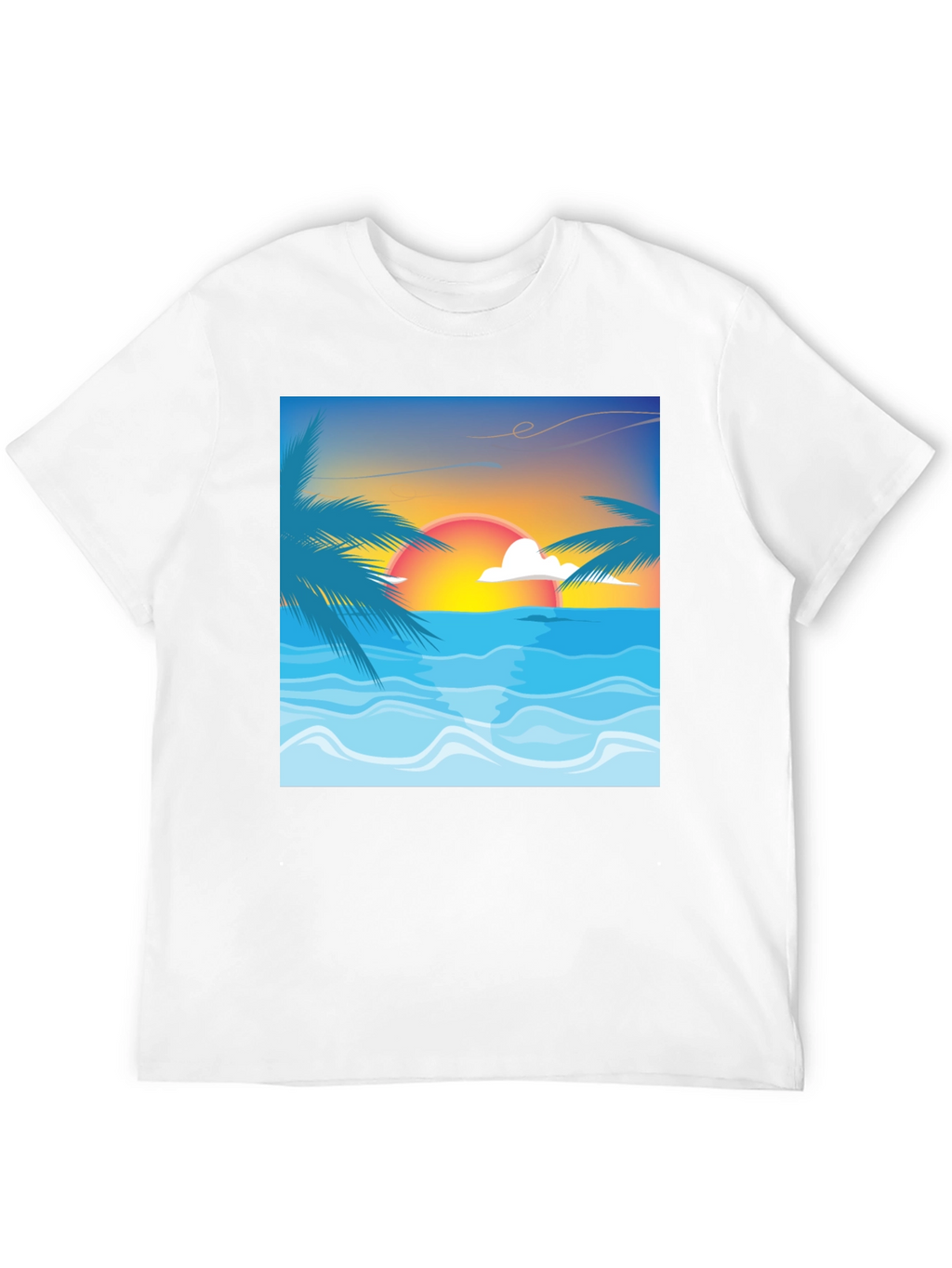 Sunset Beach Graphic Tee - Black Cotton T-Shirt