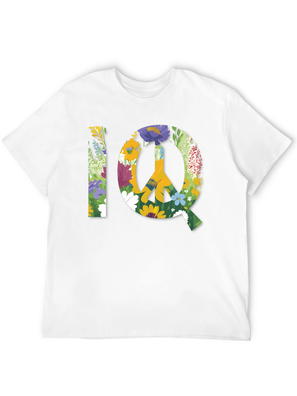 Floral IQ Peace Sign Graphic T-Shirt