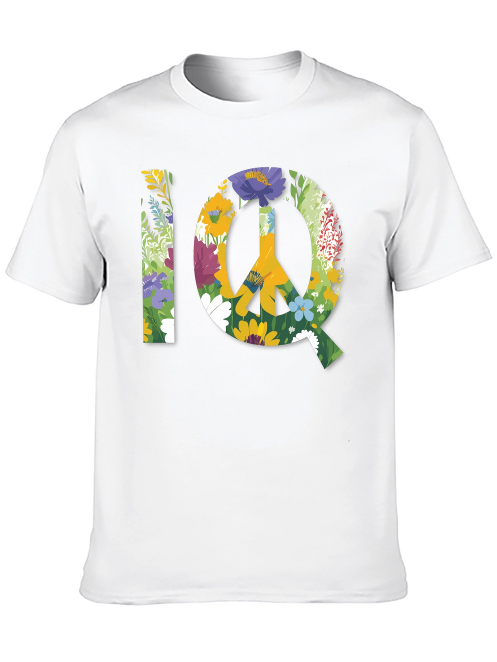 Floral IQ Peace Sign Graphic T-Shirt