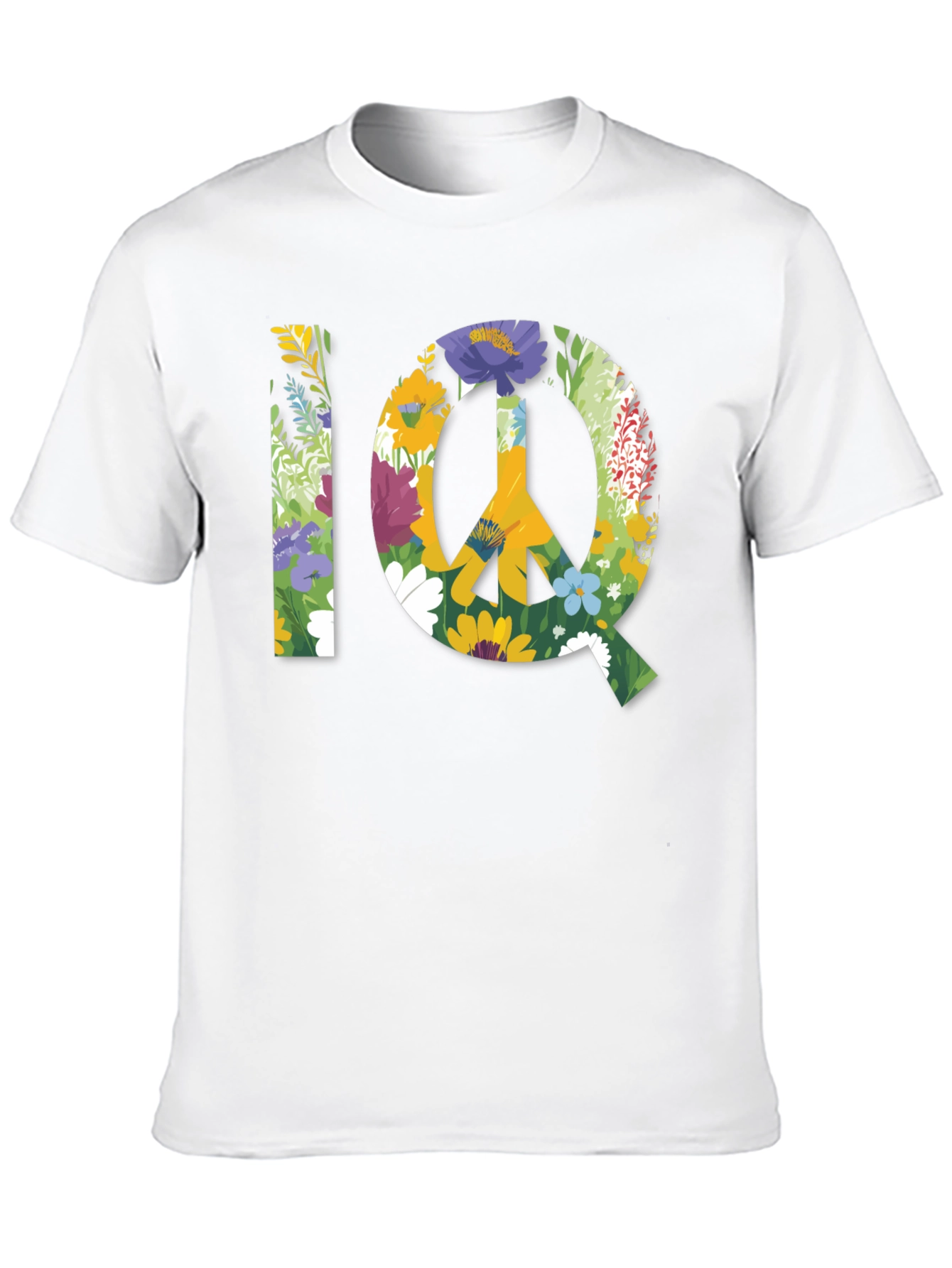 Floral IQ Peace Sign Graphic T-Shirt
