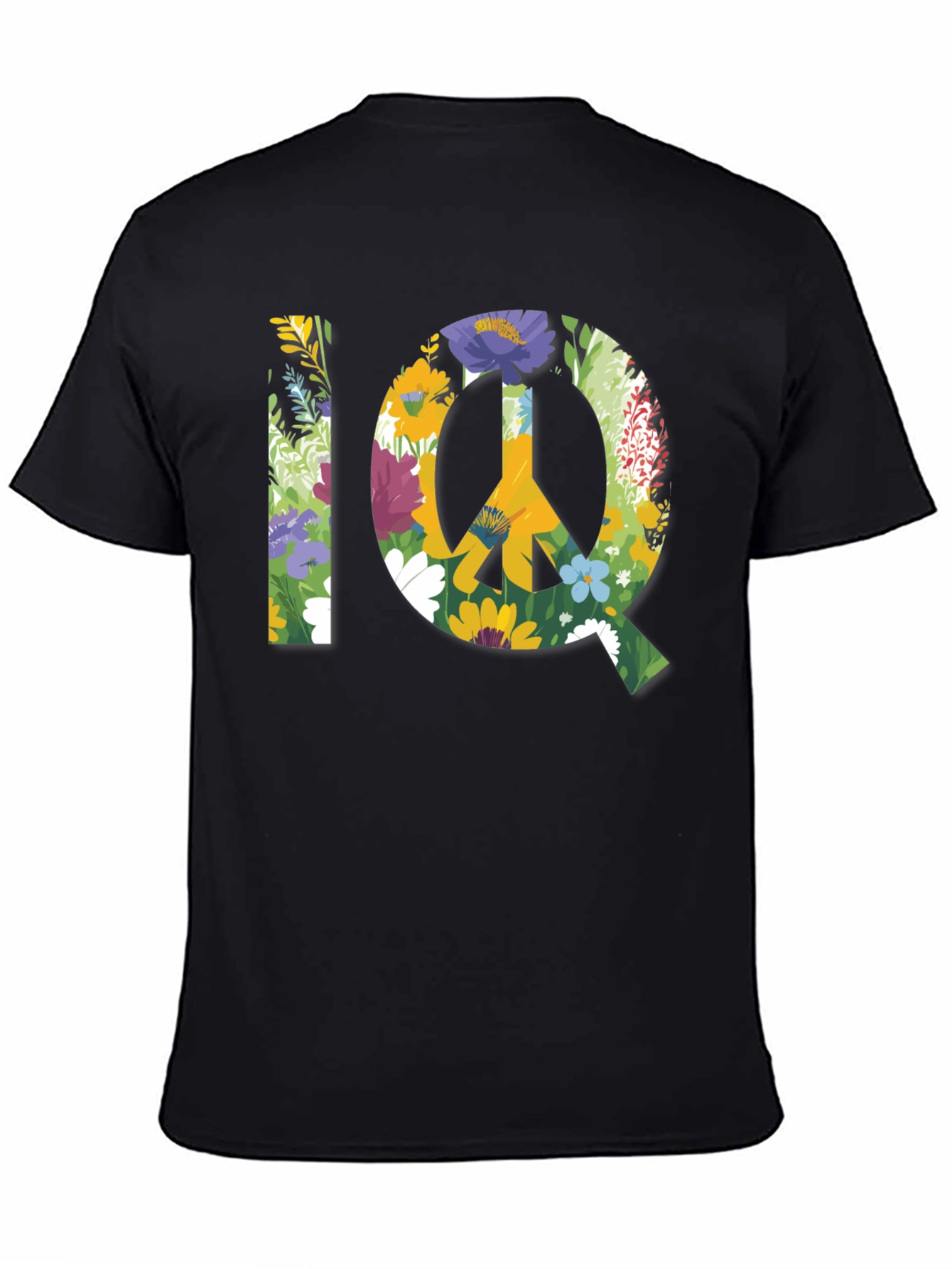 Floral IQ Peace Sign Graphic T-Shirt