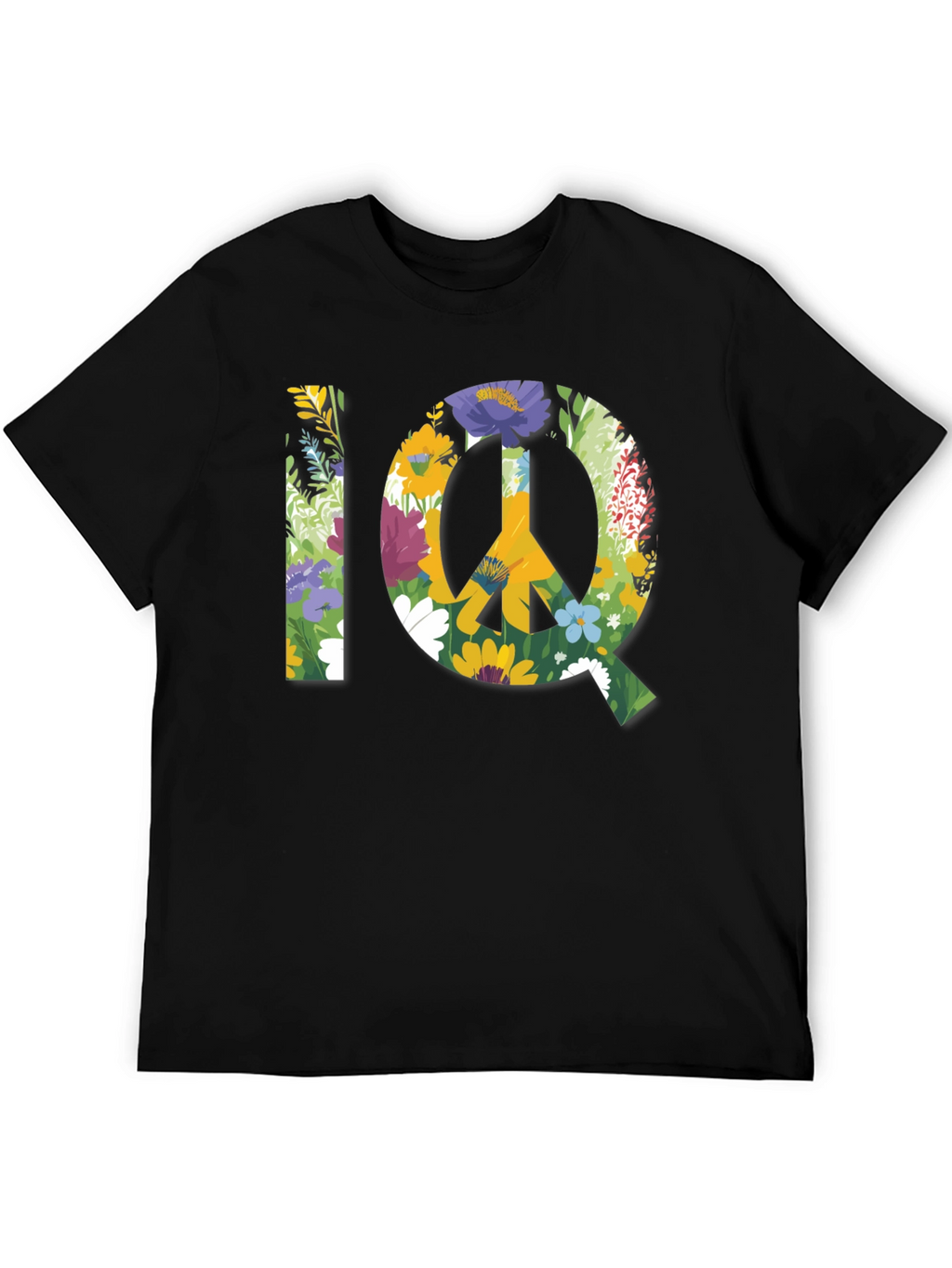 Floral IQ Peace Sign Graphic T-Shirt