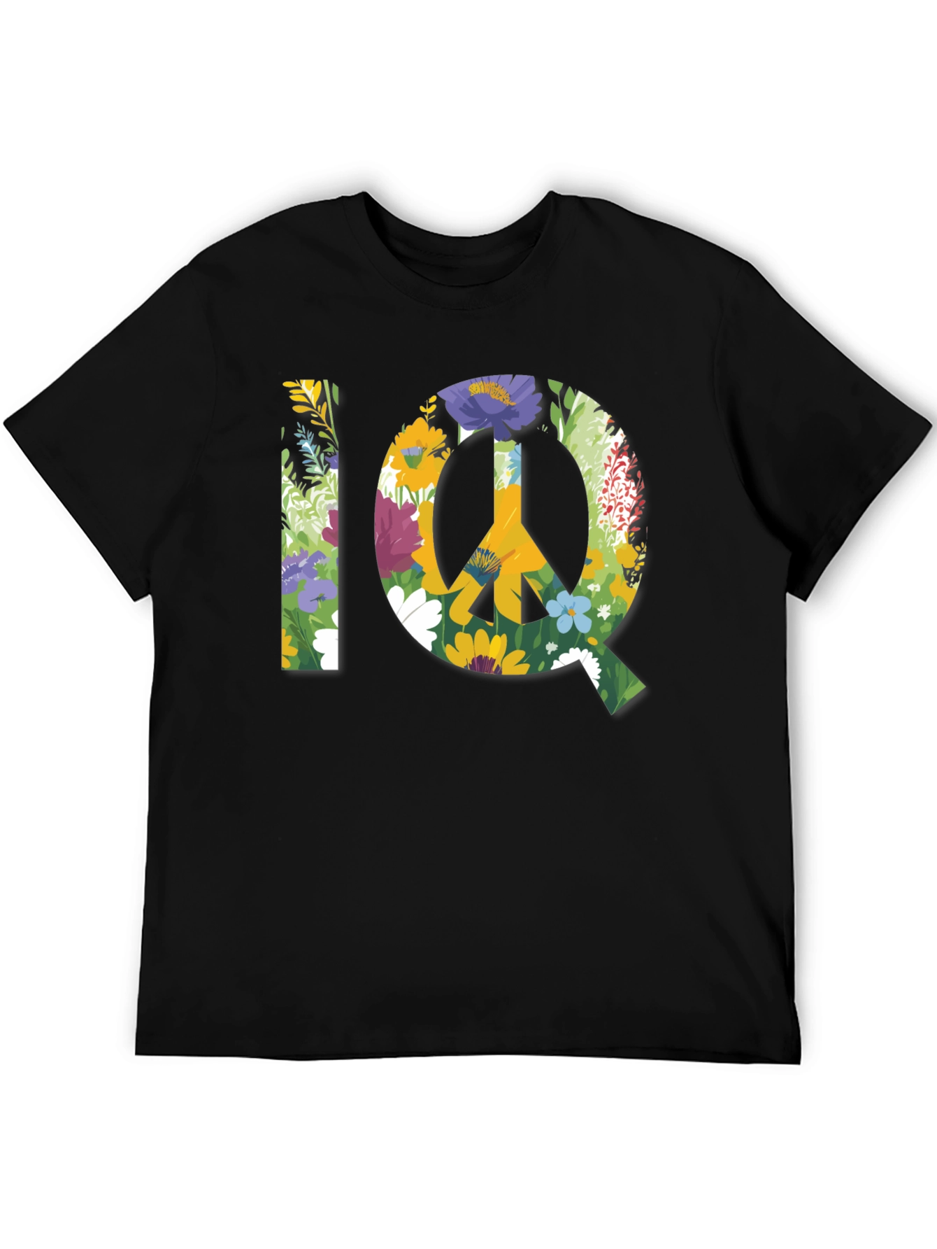 Floral IQ Peace Sign Graphic T-Shirt