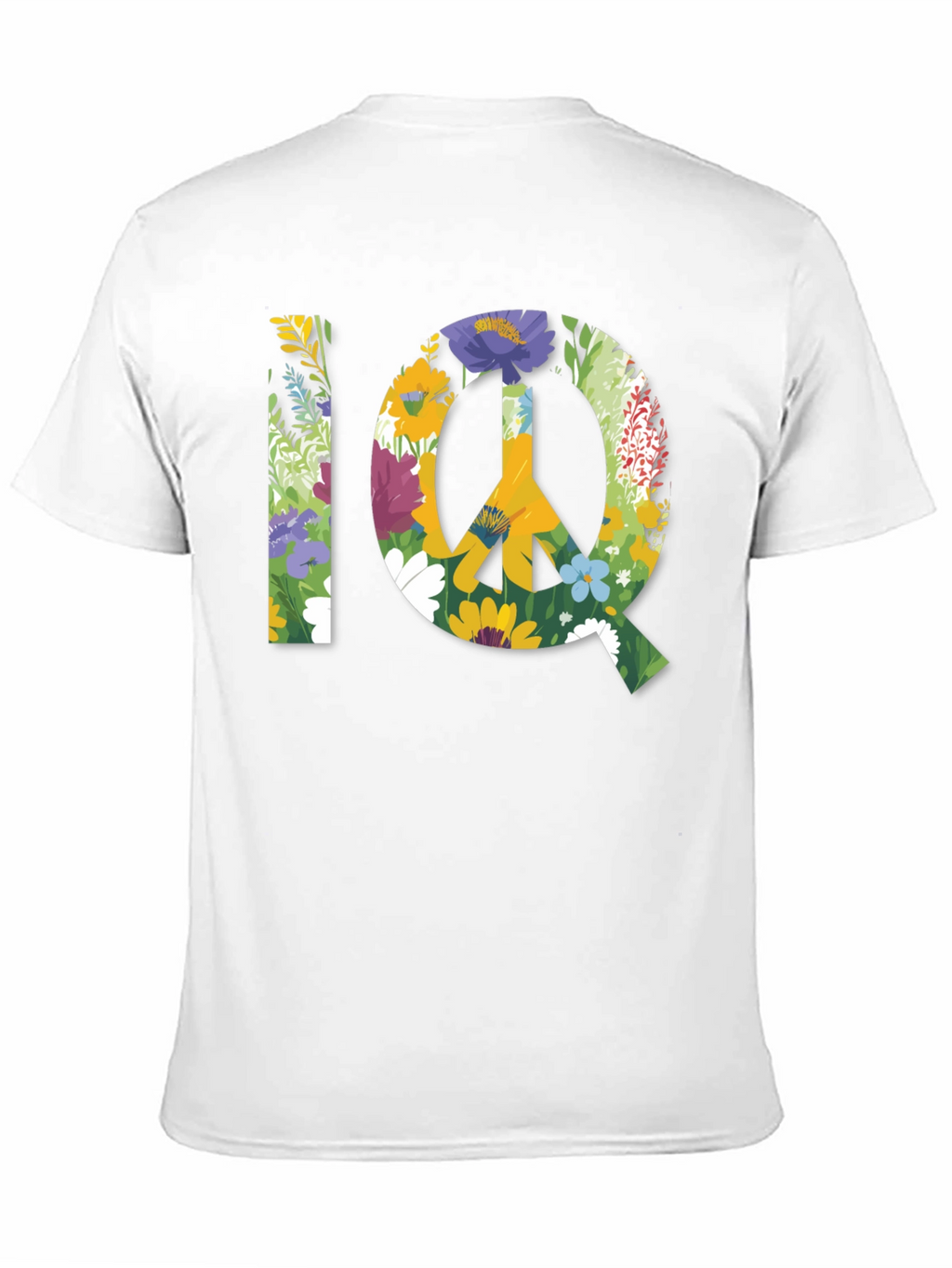 Floral IQ Peace Sign Graphic T-Shirt