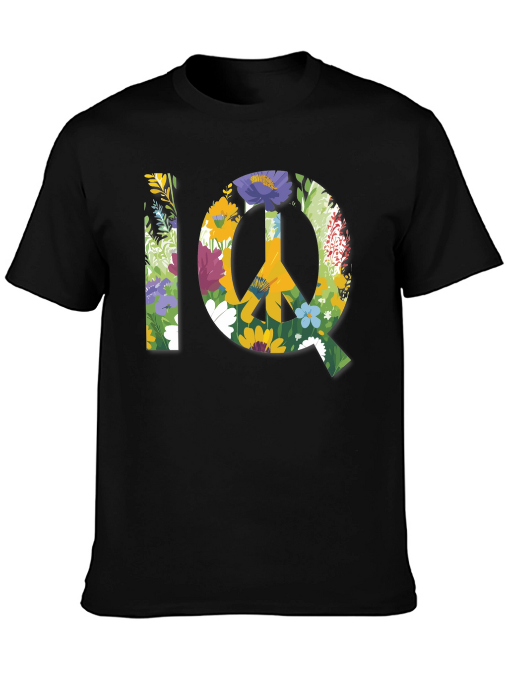 Floral IQ Peace Sign Graphic T-Shirt