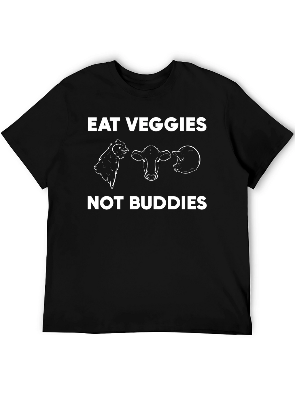 Eat Veggies Not Buddies Black Vegan T-Shirt