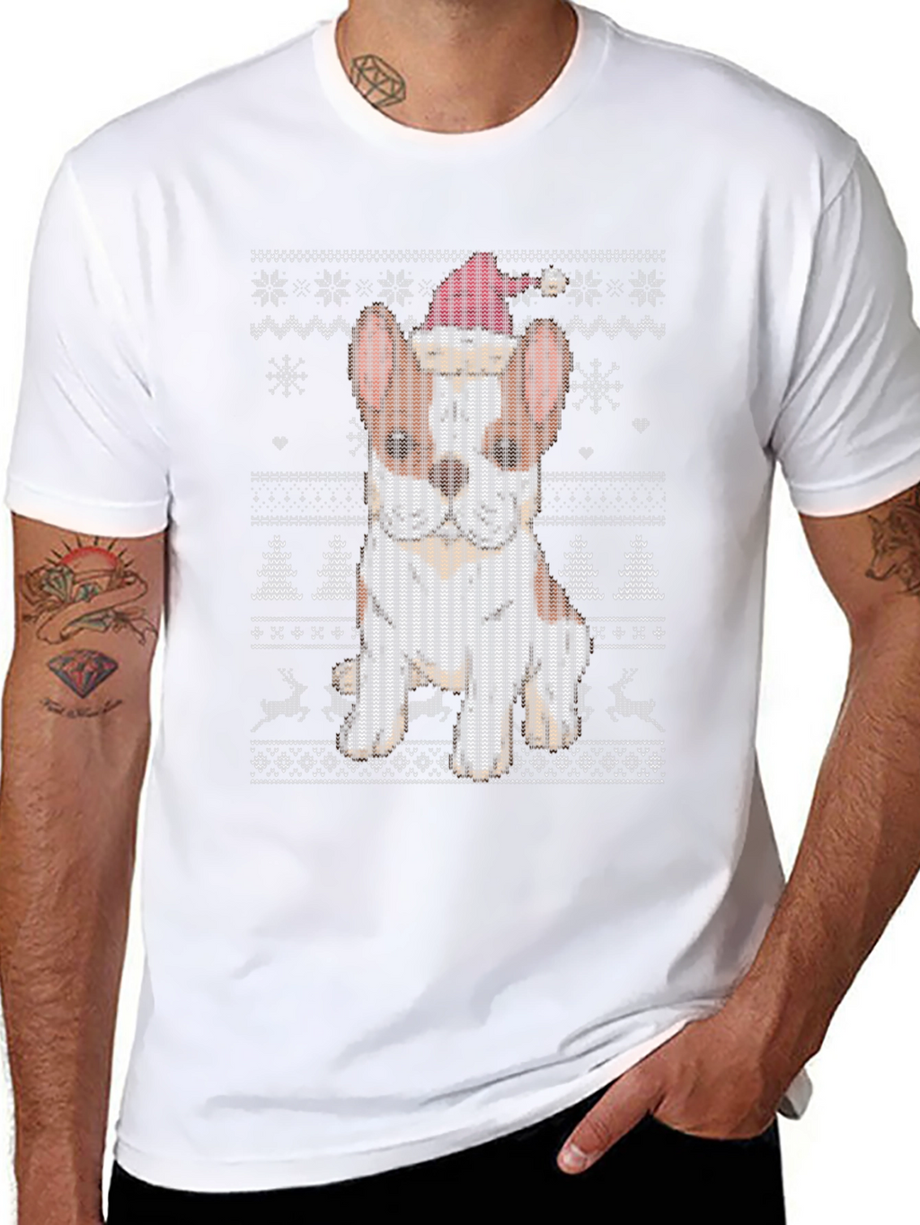Festive Dog Christmas Sweater T-Shirt