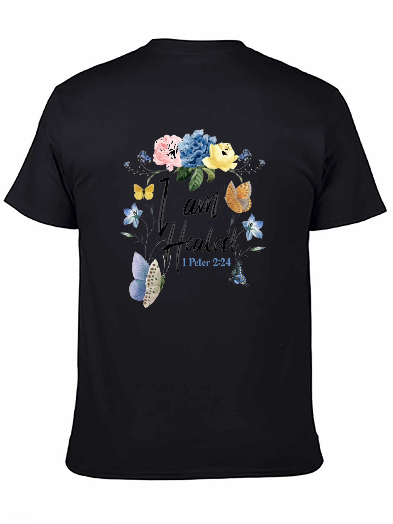 I am Healed T-Shirt - Floral Butterfly Design