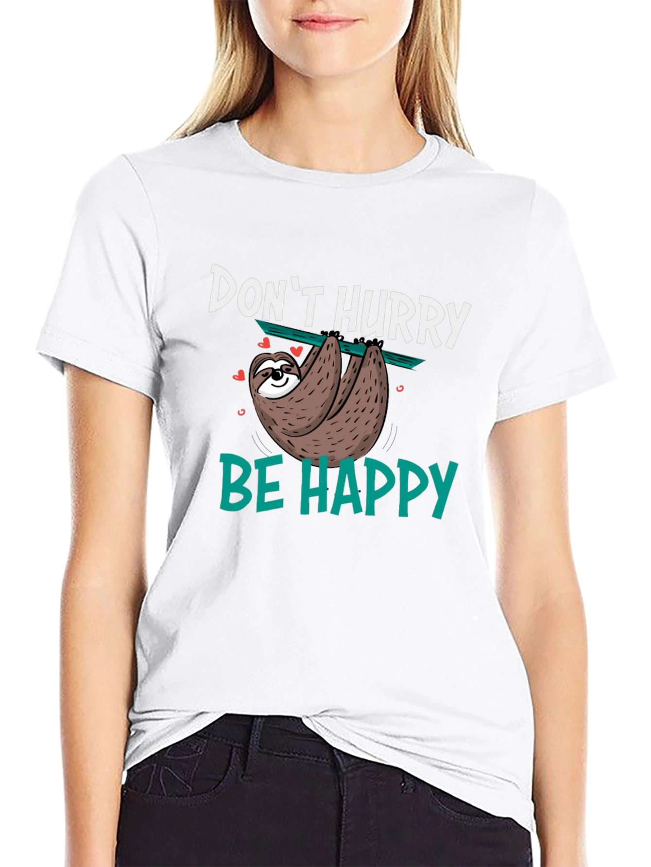 Dont Hurry Be Happy Sloth Graphic T-Shirt