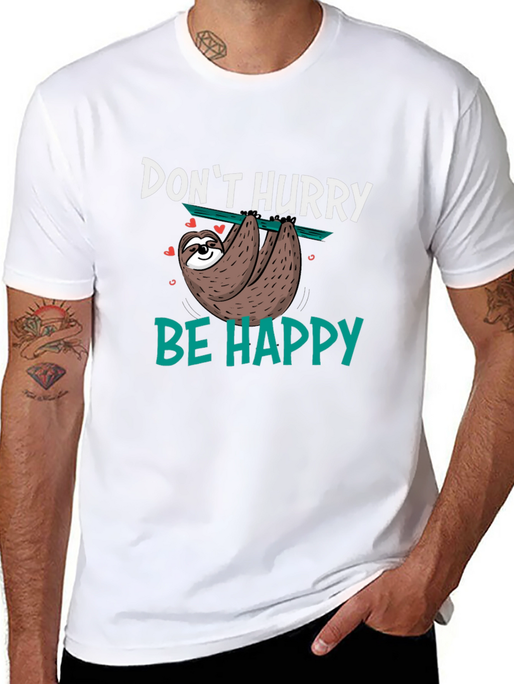 Dont Hurry Be Happy Sloth Graphic T-Shirt