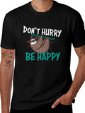 Dont Hurry Be Happy Sloth Graphic T-Shirt