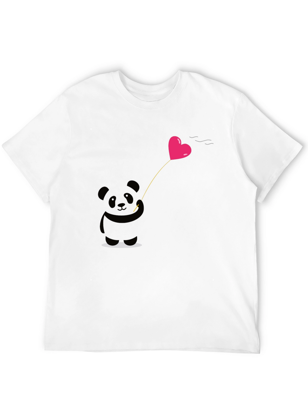 Cute Panda Heart Balloon Graphic Tee - Black