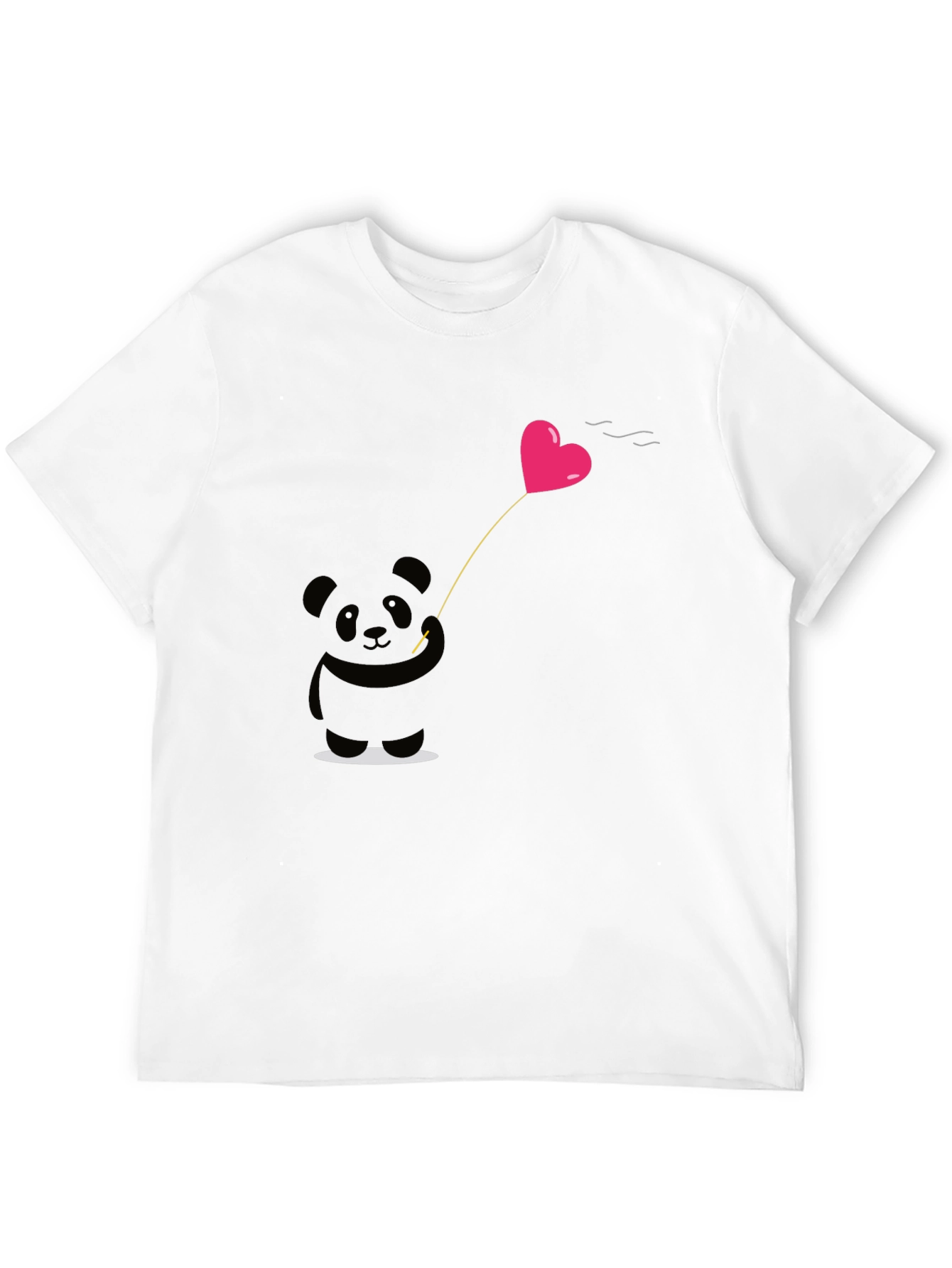Cute Panda Heart Balloon Graphic Tee - Black