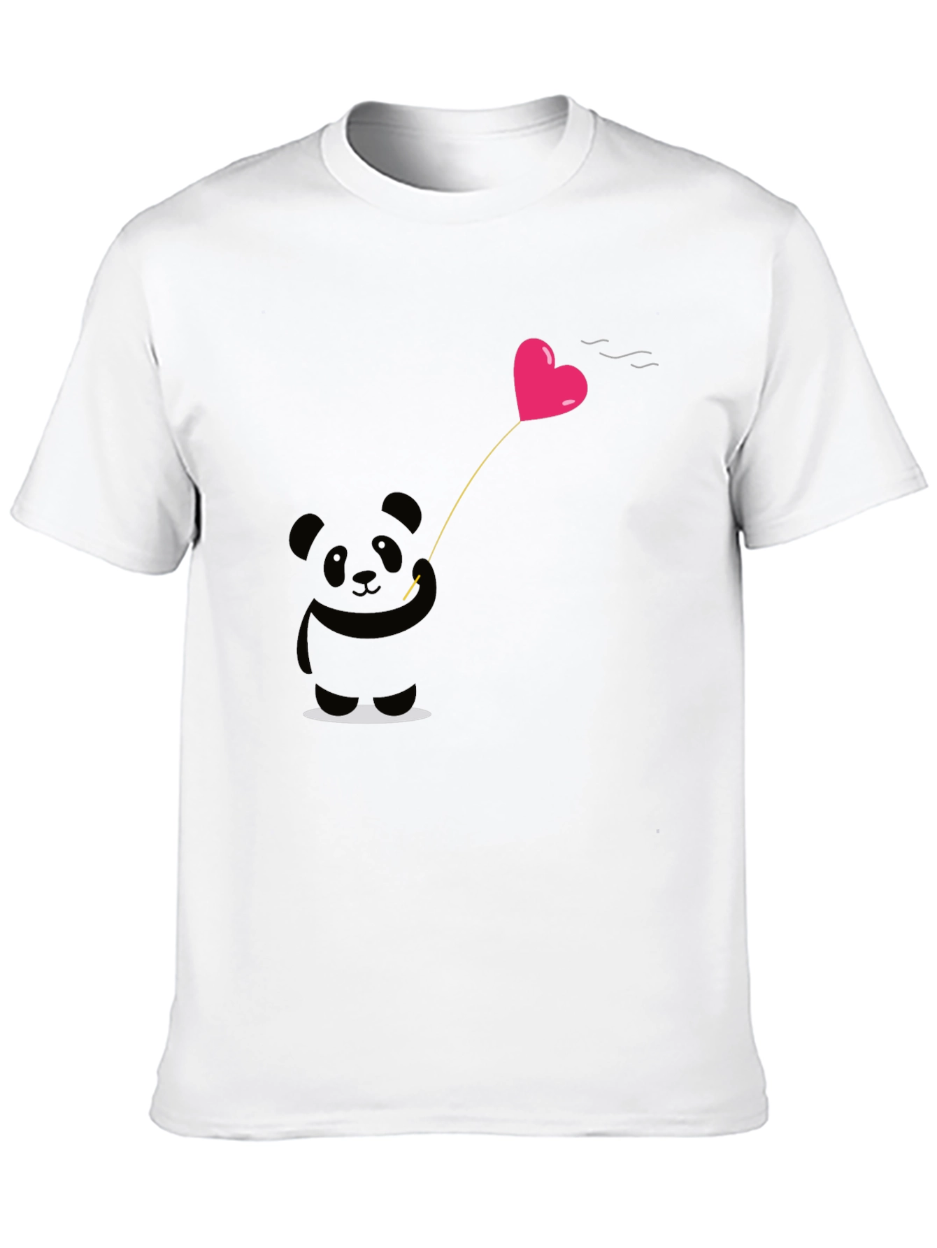 Cute Panda Heart Balloon Graphic Tee - Black