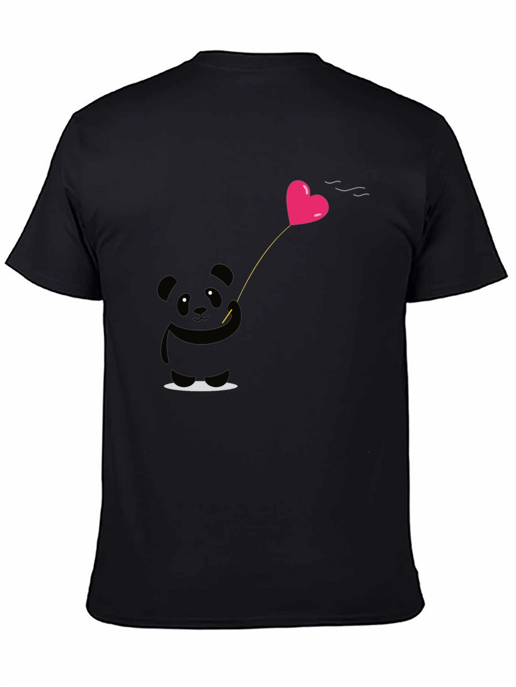 Cute Panda Heart Balloon Graphic Tee - Black