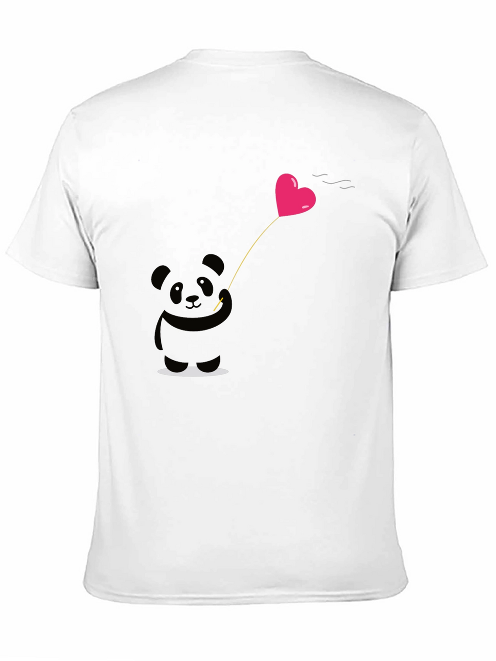 Cute Panda Heart Balloon Graphic Tee - Black
