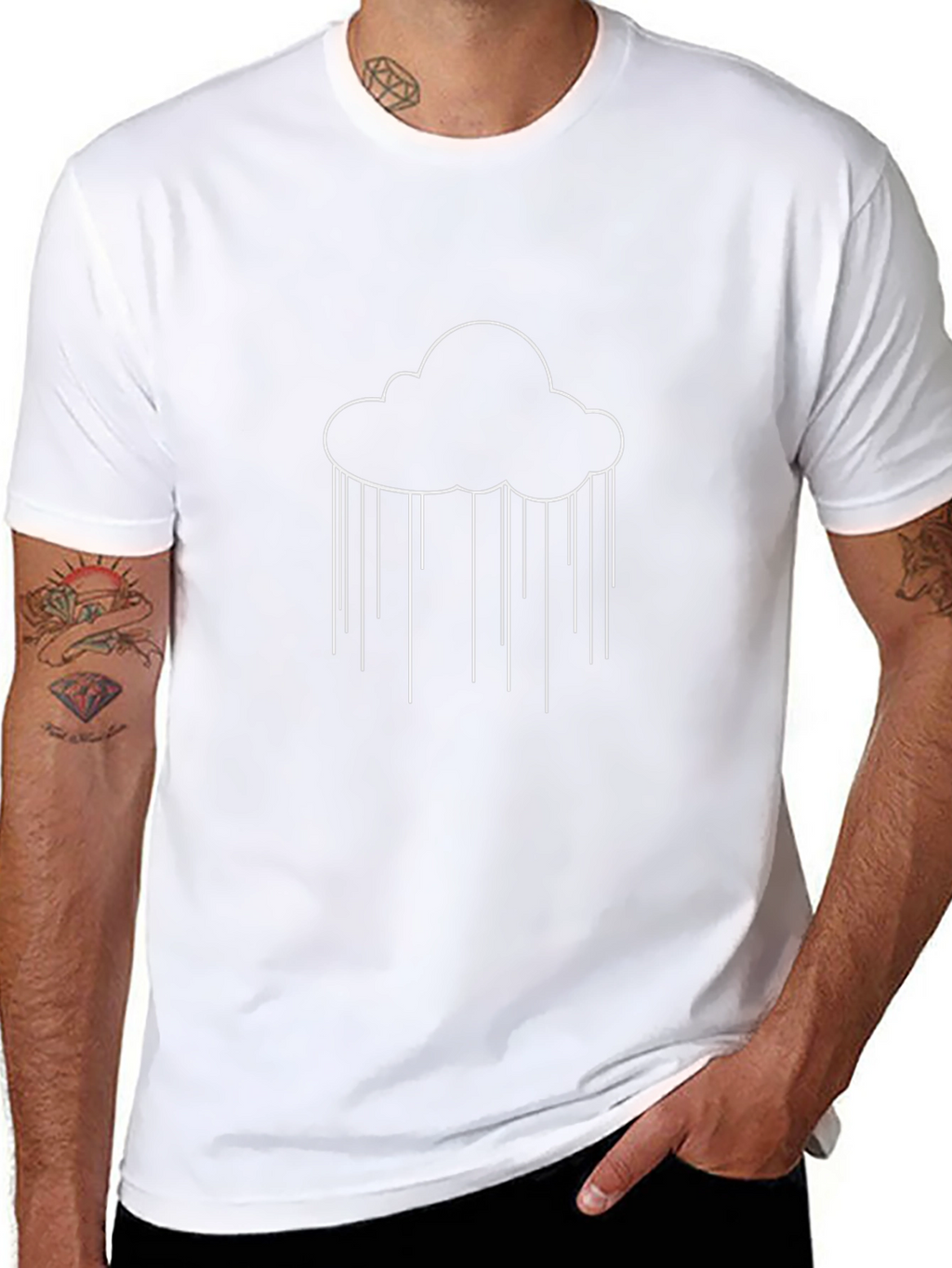 Mens Black T-Shirt with Cloud Rain Graphic