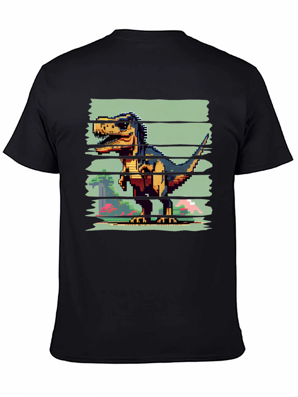 Pixel Dinosaur Graphic Tee - Black T-Shirt