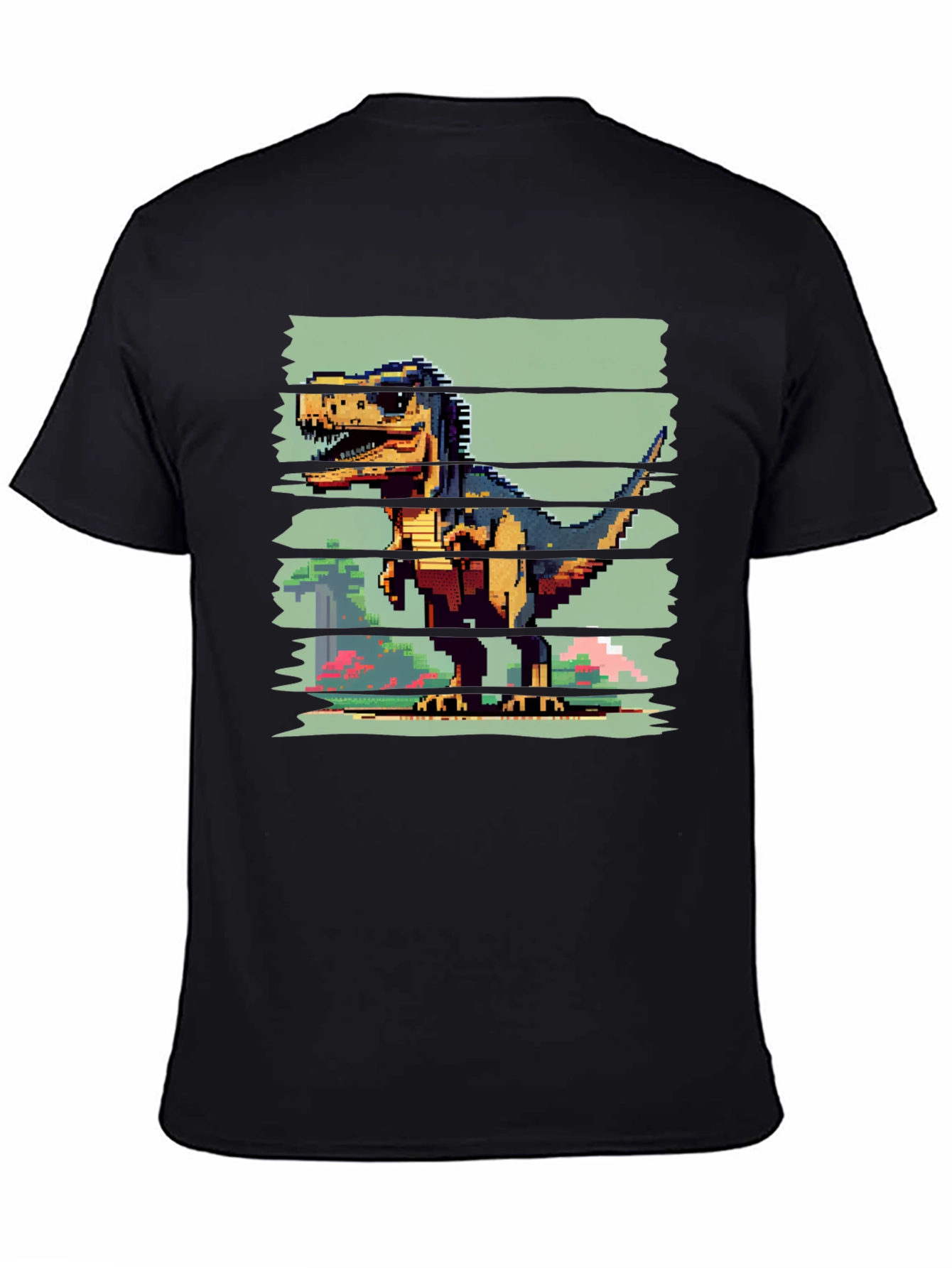 Pixel Dinosaur Graphic Tee - Black T-Shirt