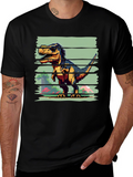 Pixel Dinosaur Graphic Tee - Black T-Shirt