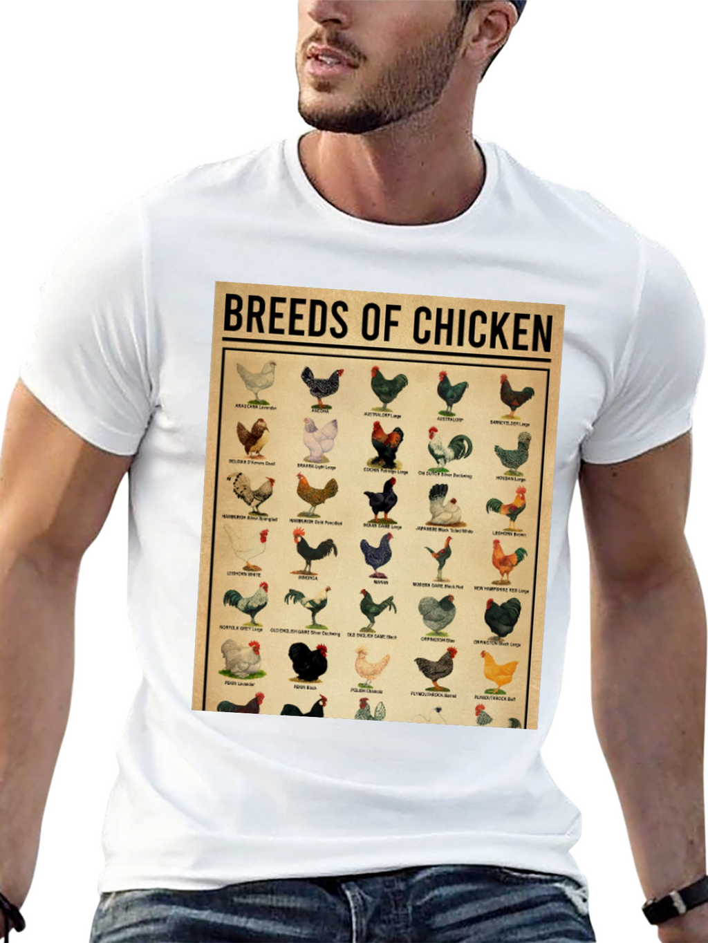 Breeds of Chicken Graphic Tee - Black T-Shirt