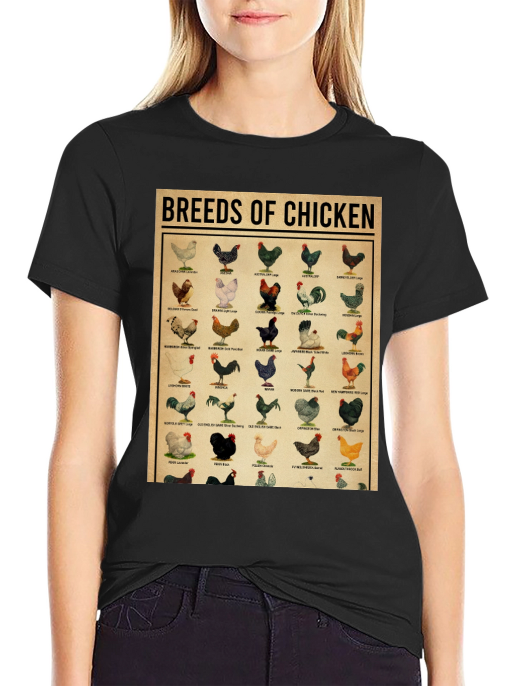 Breeds of Chicken Graphic Tee - Black T-Shirt