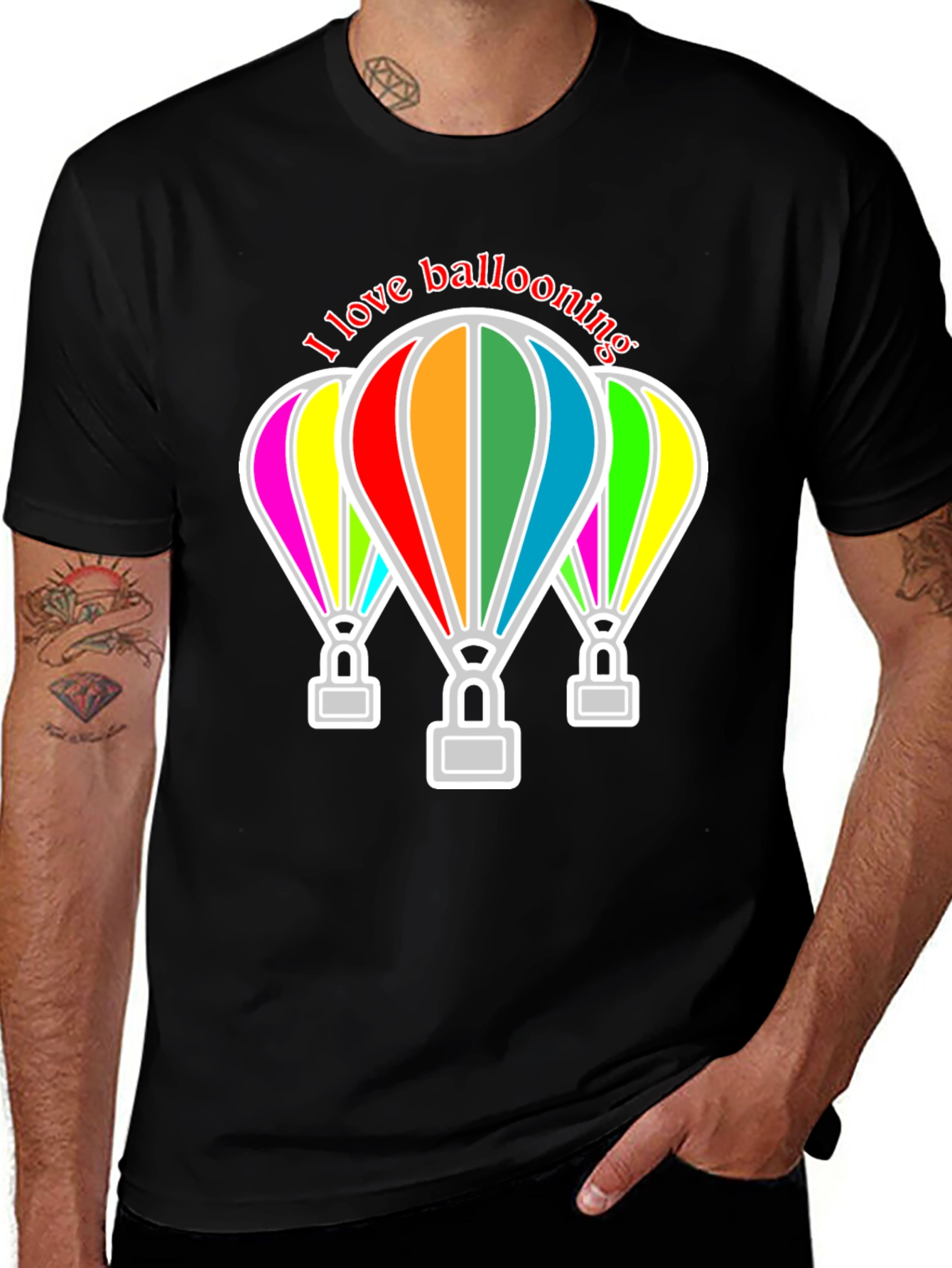 I Love Ballooning Black T-Shirt